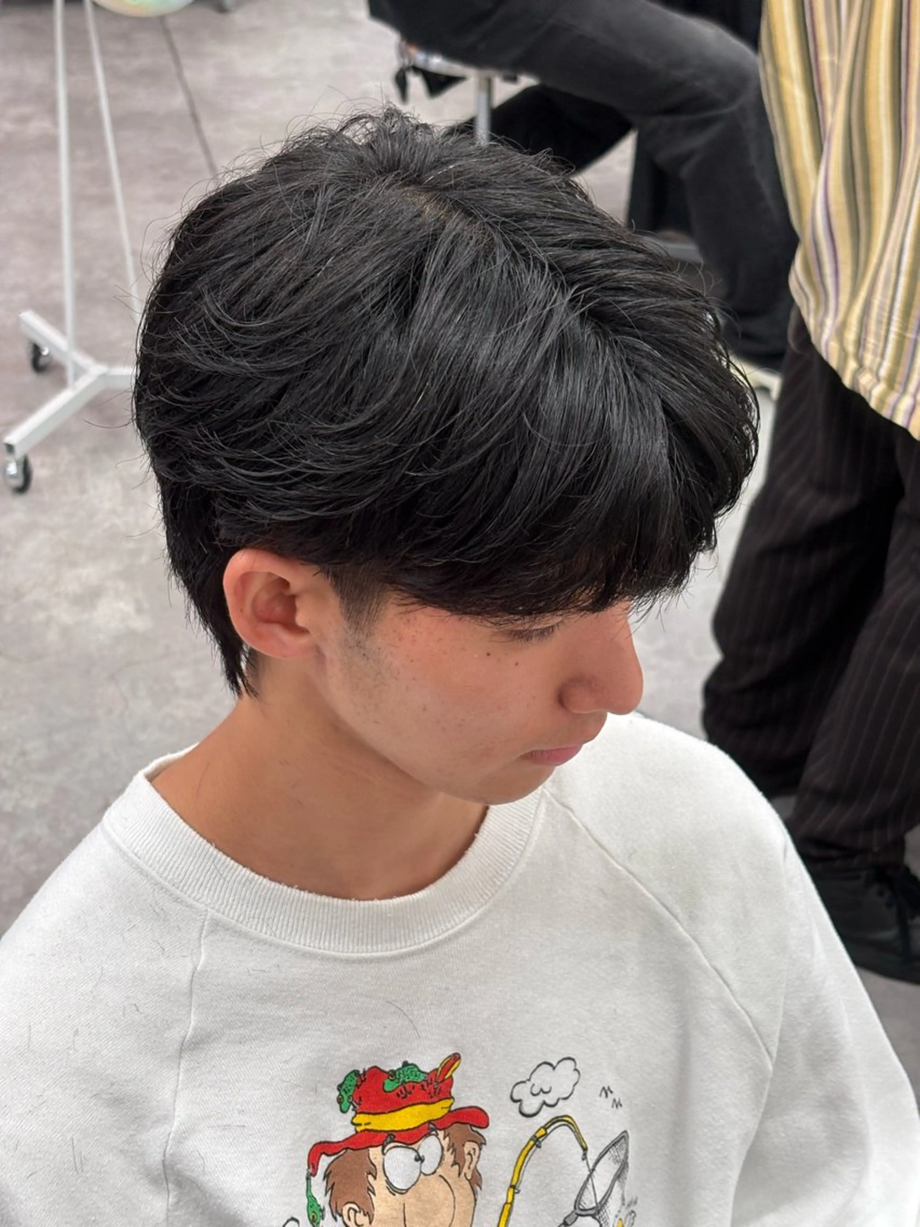 ミディアム カラー パーマ メンズ カット ヘアセット メンズパーマ特化 🔥韓国ヘア職人🔥のヘアスタイル