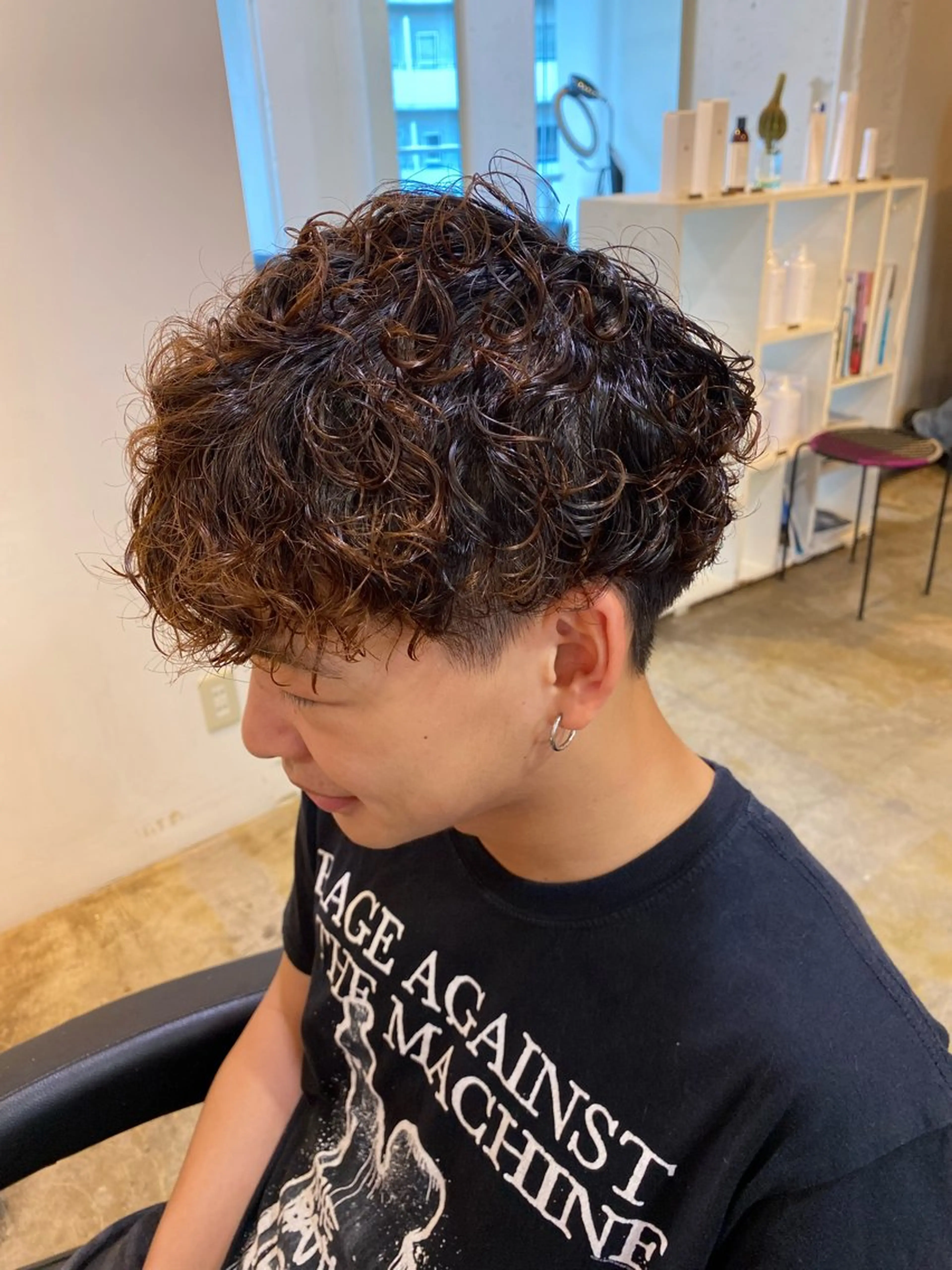 ショート パーマ メンズ カット パーマ トリートメント レイヤーボブ/ 艶カラー/サナ🌼のヘアスタイル