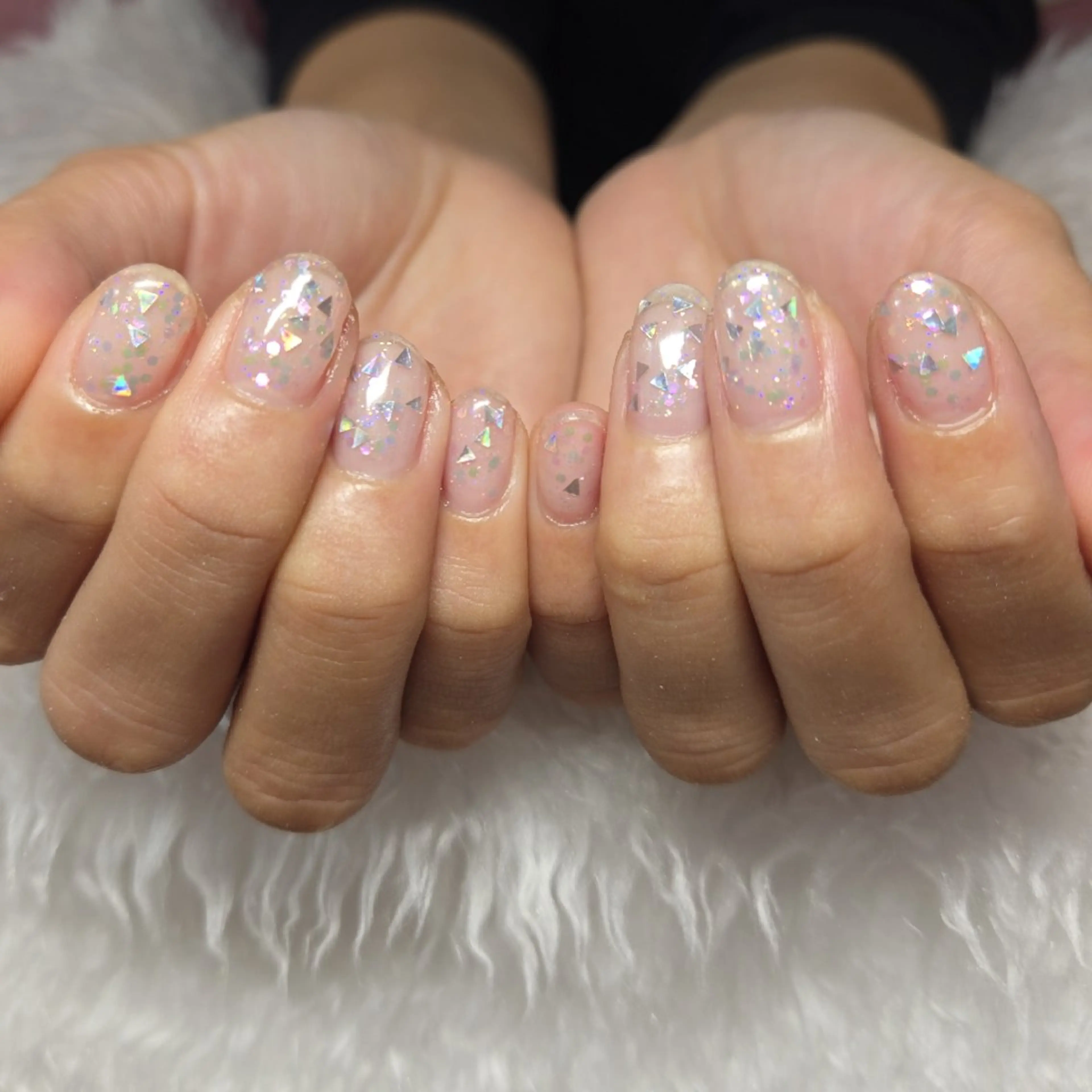 ネイル クリアネイル ラメ(グリッター) ワンカラーネイル ハンドネイル ネイルサロンベルティ .ひとみのネイルデザイン