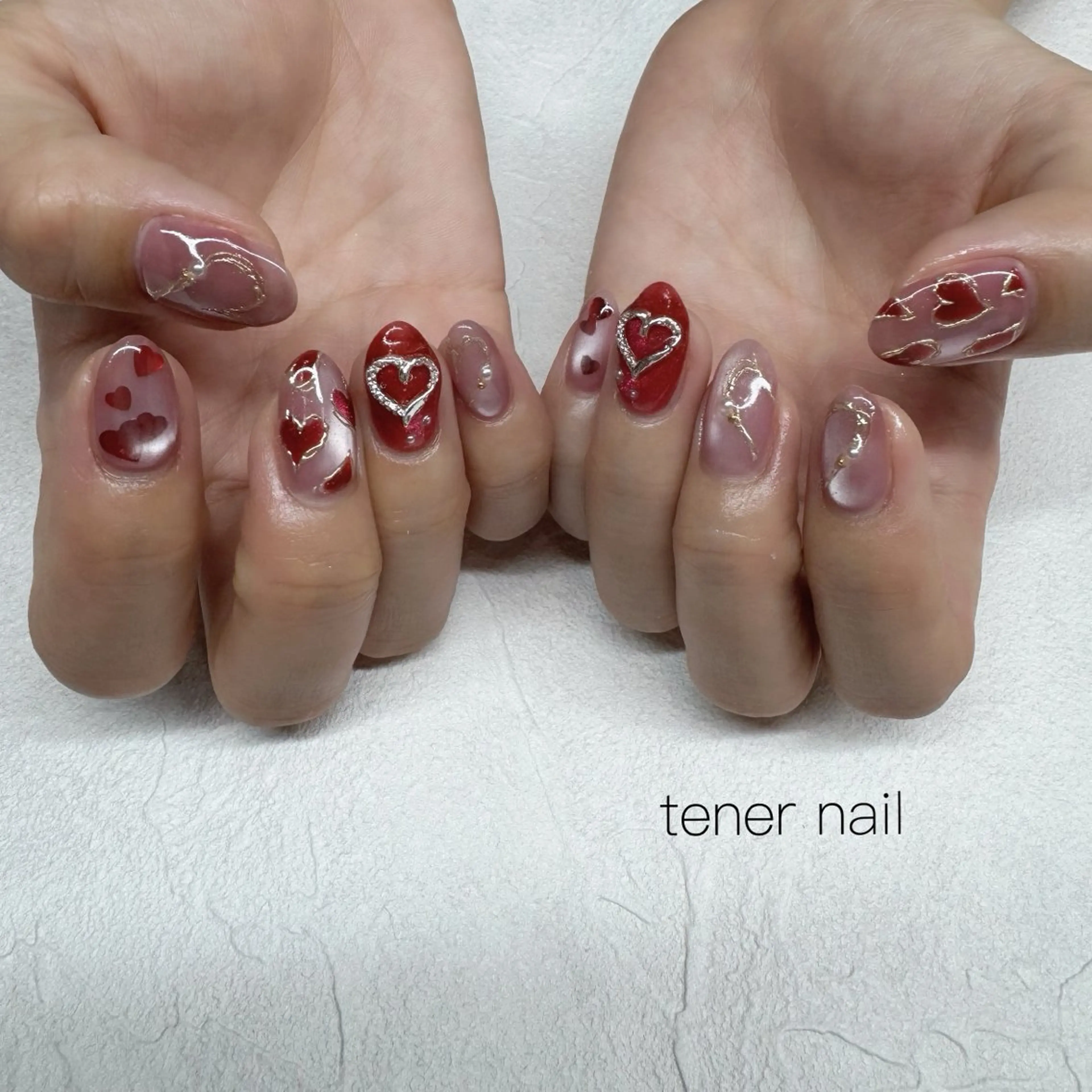 ネイル ハート ハンドネイル tener  nail  テネルネイル所属・テネルネイル tener nailのネイルデザイン