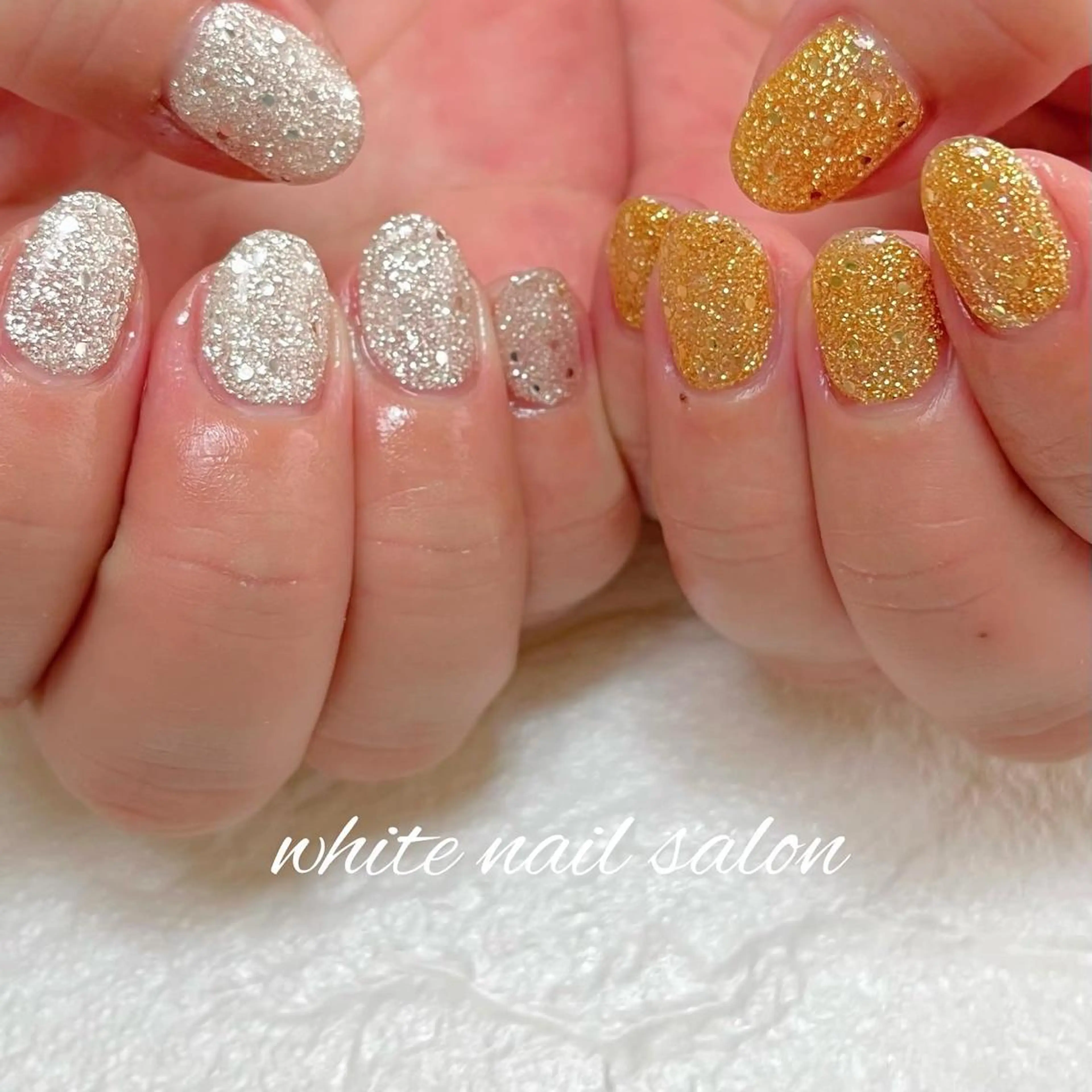 ネイル フットネイル ジェルネイル ハードジェル ラメ(グリッター) 持ち込み ハンドネイル white nail salonのネイルデザイン