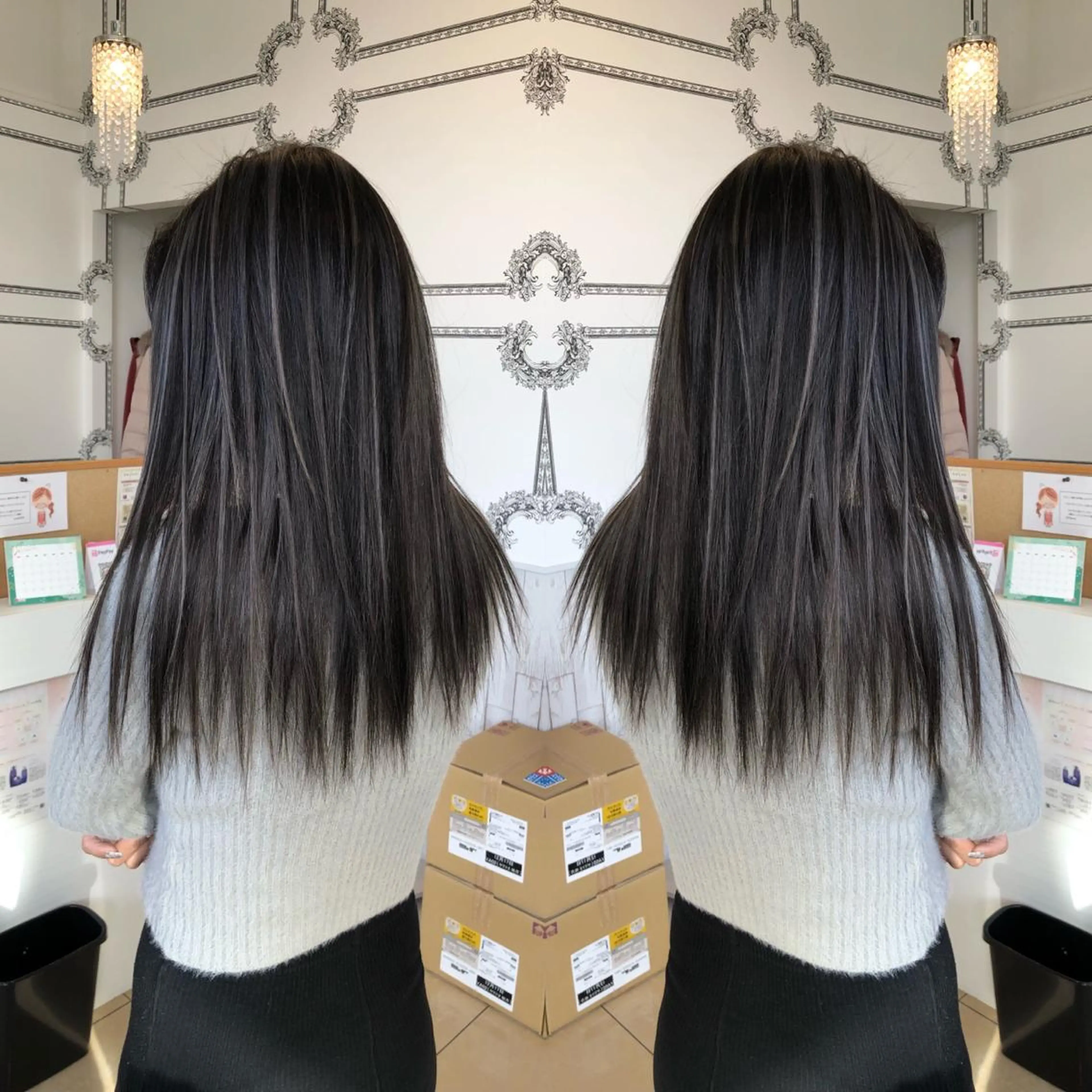 セミロング ハイライト 得能 雅人のヘアスタイル