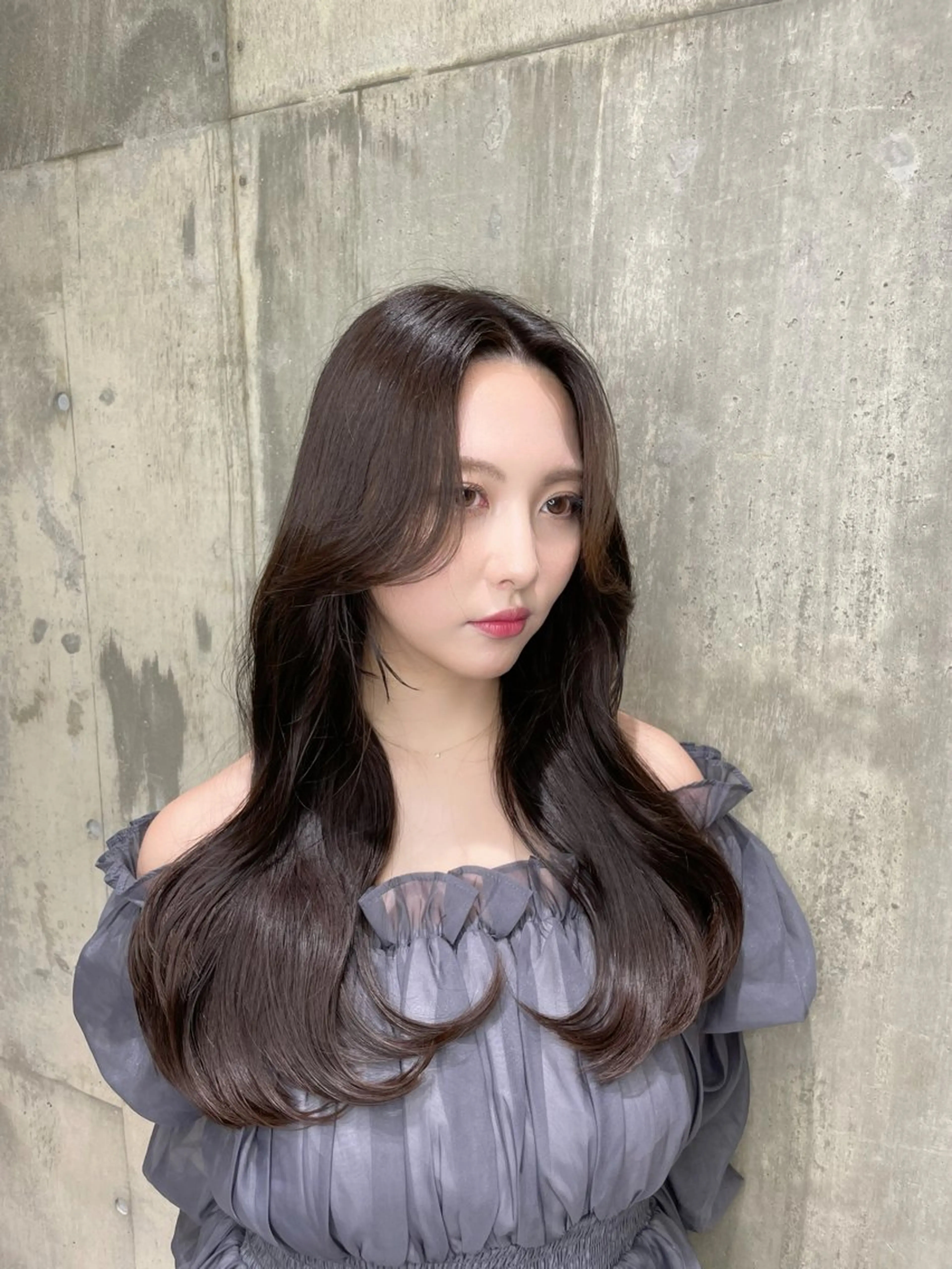 セミロング カラー グレージュ 韓国風ヘア レイヤーカット カット ヘアカラー トリートメント 寺島 圭人のヘアスタイル