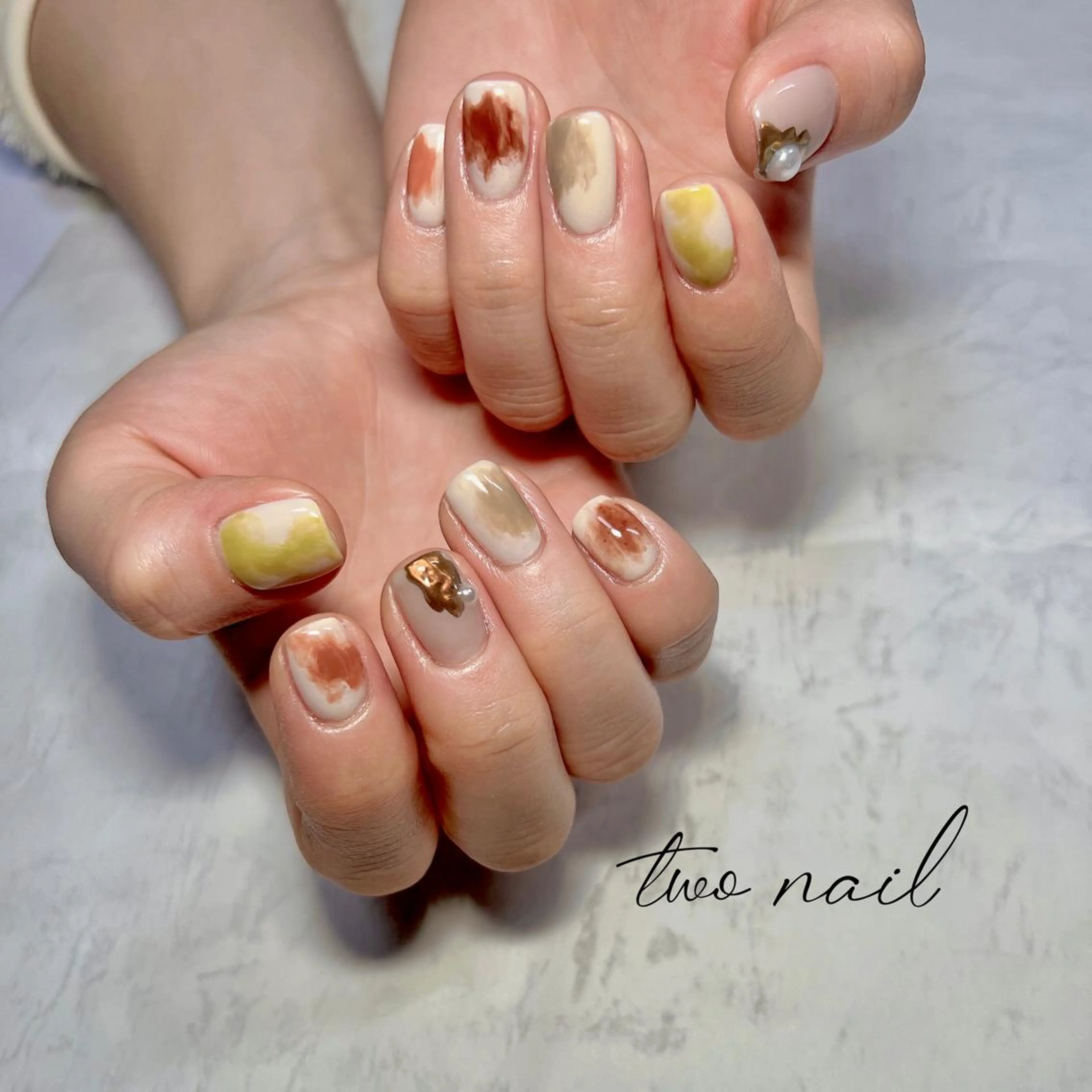 ネイル アートネイル フットネイル ハート ニュアンスネイル オフィスネイル two nailのネイルデザイン