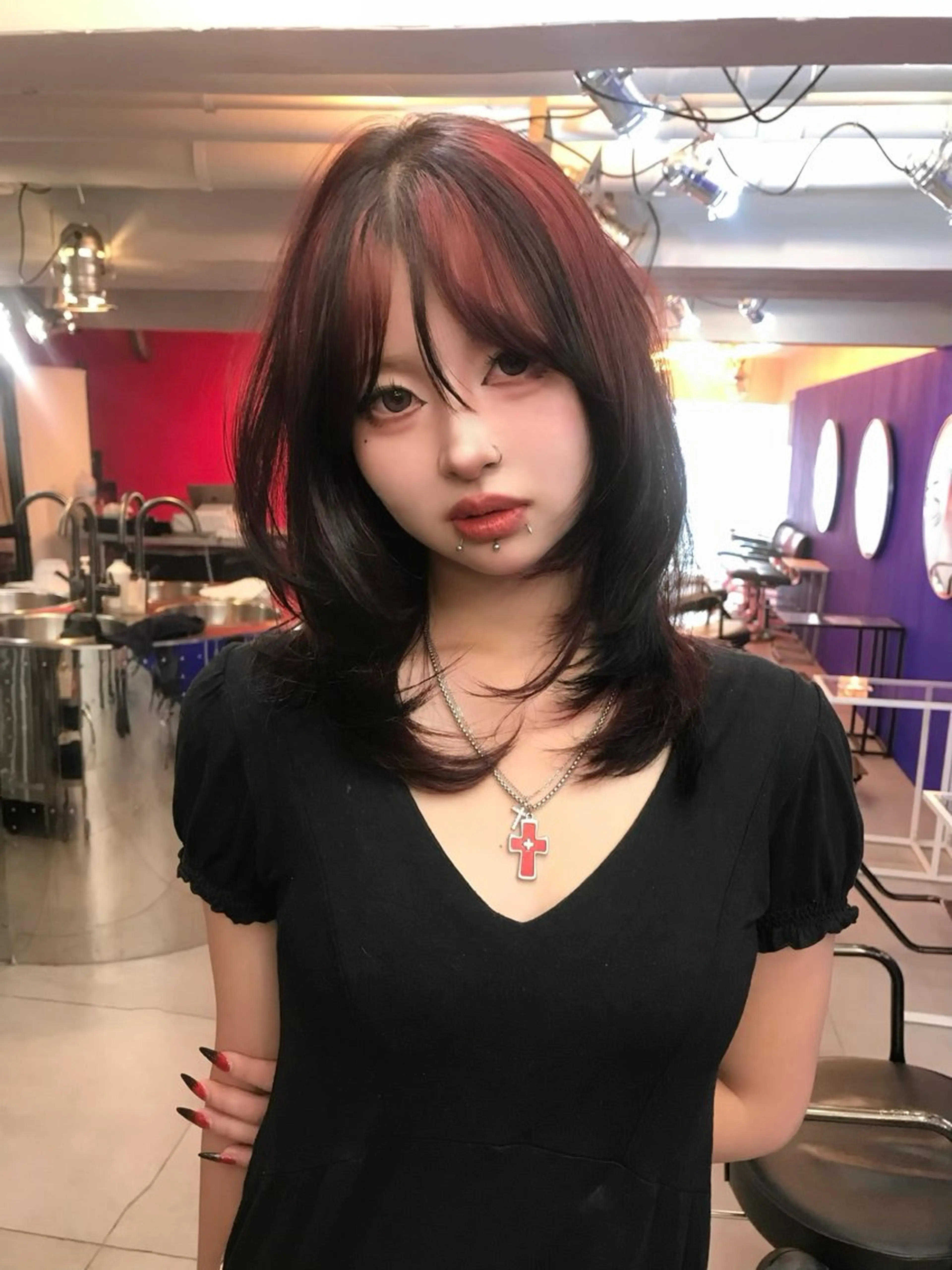 ロング カラー ヘアカラー トリートメント ヘアセット HARUNA/原宿/ デザイン/ハイトーンのヘアスタイル