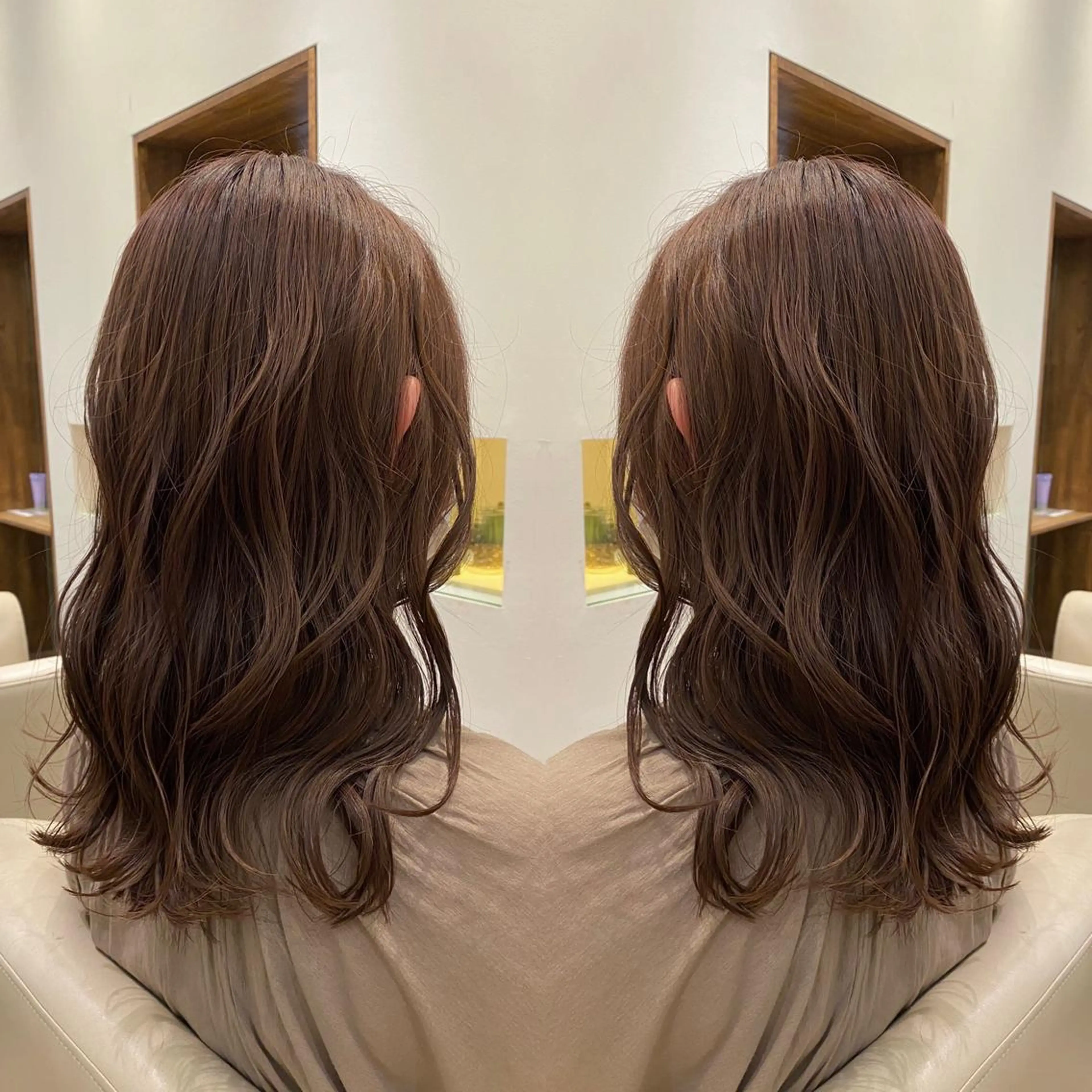 ミディアム カット ヘアカラー トリートメント 鈴木 奈波のヘアスタイル