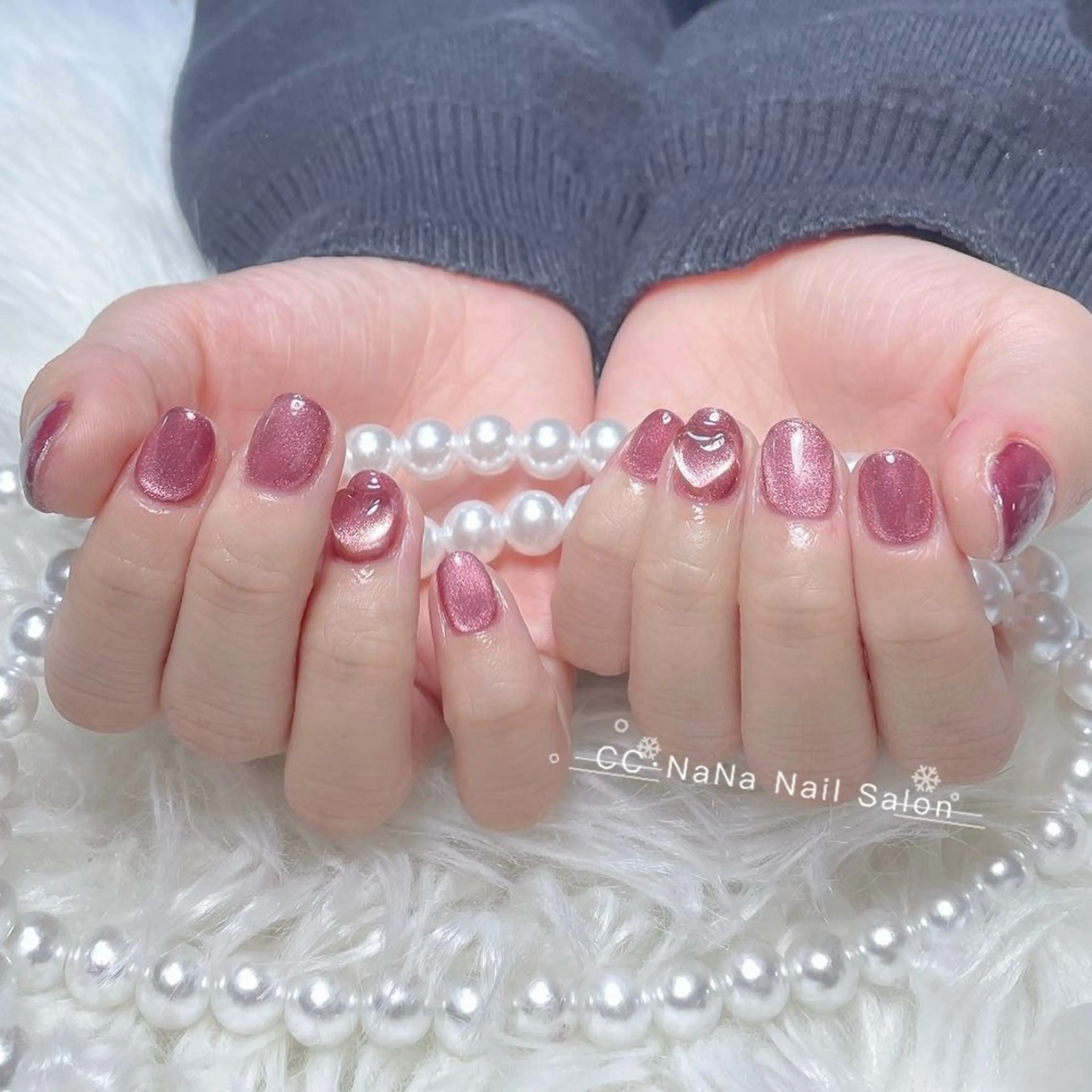 ネイル フラッシュネイル フラッシュマグ ハート キラキラネイル マグネットネイル ハンドネイル 💎CC・NaNa 韓国風ネイル🌙Cのネイルデザイン