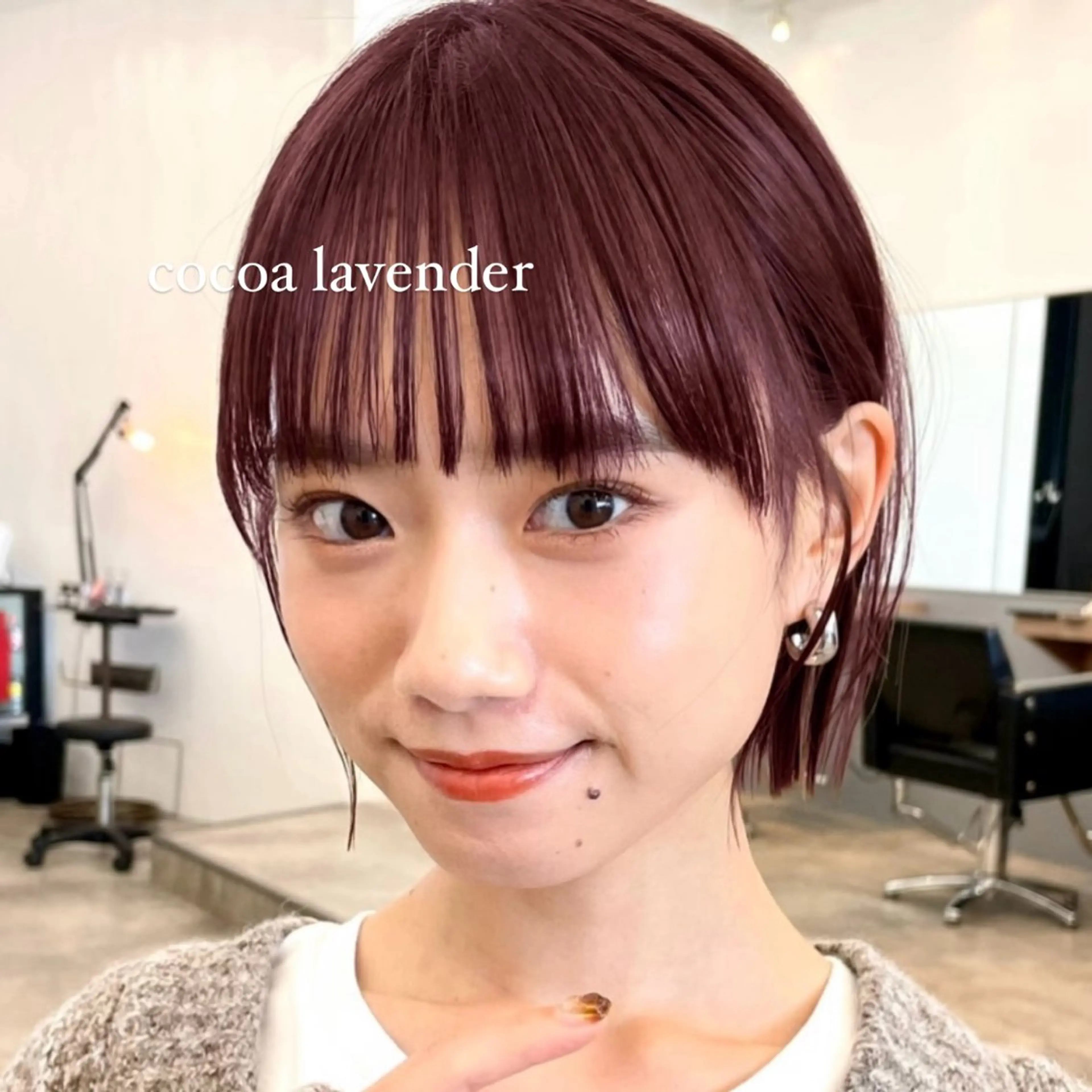 ショート カラー ヘアアレンジ ブリーチ ラベンダーカラー ブリーチなしカラー ボブ/レイヤー/ 艶髪/HANA💗のヘアスタイル