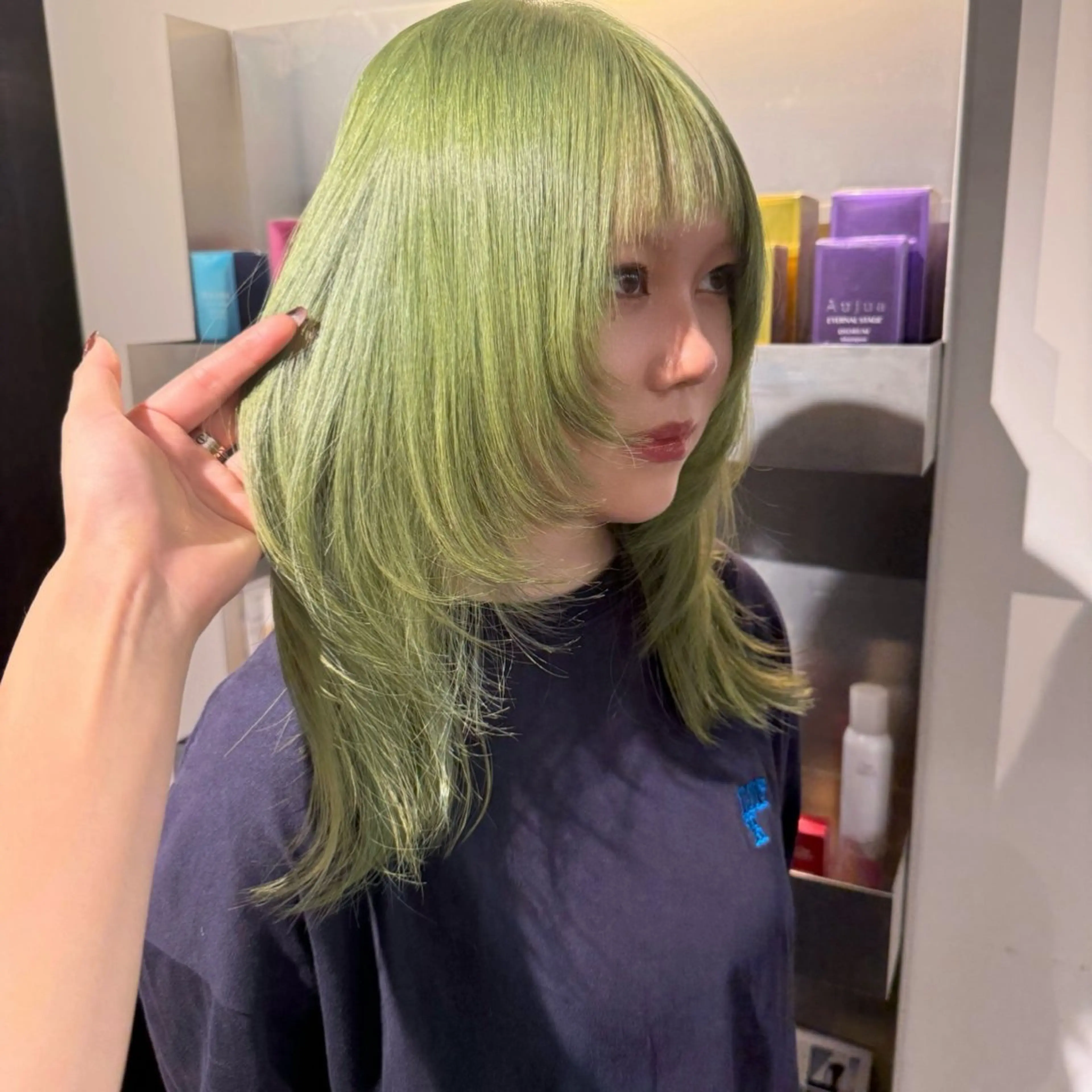 セミロング カラー ヘアアレンジ ヘアカラー トリートメント ヘッドスパ ヘアセット Mizobe misakiのヘアスタイル