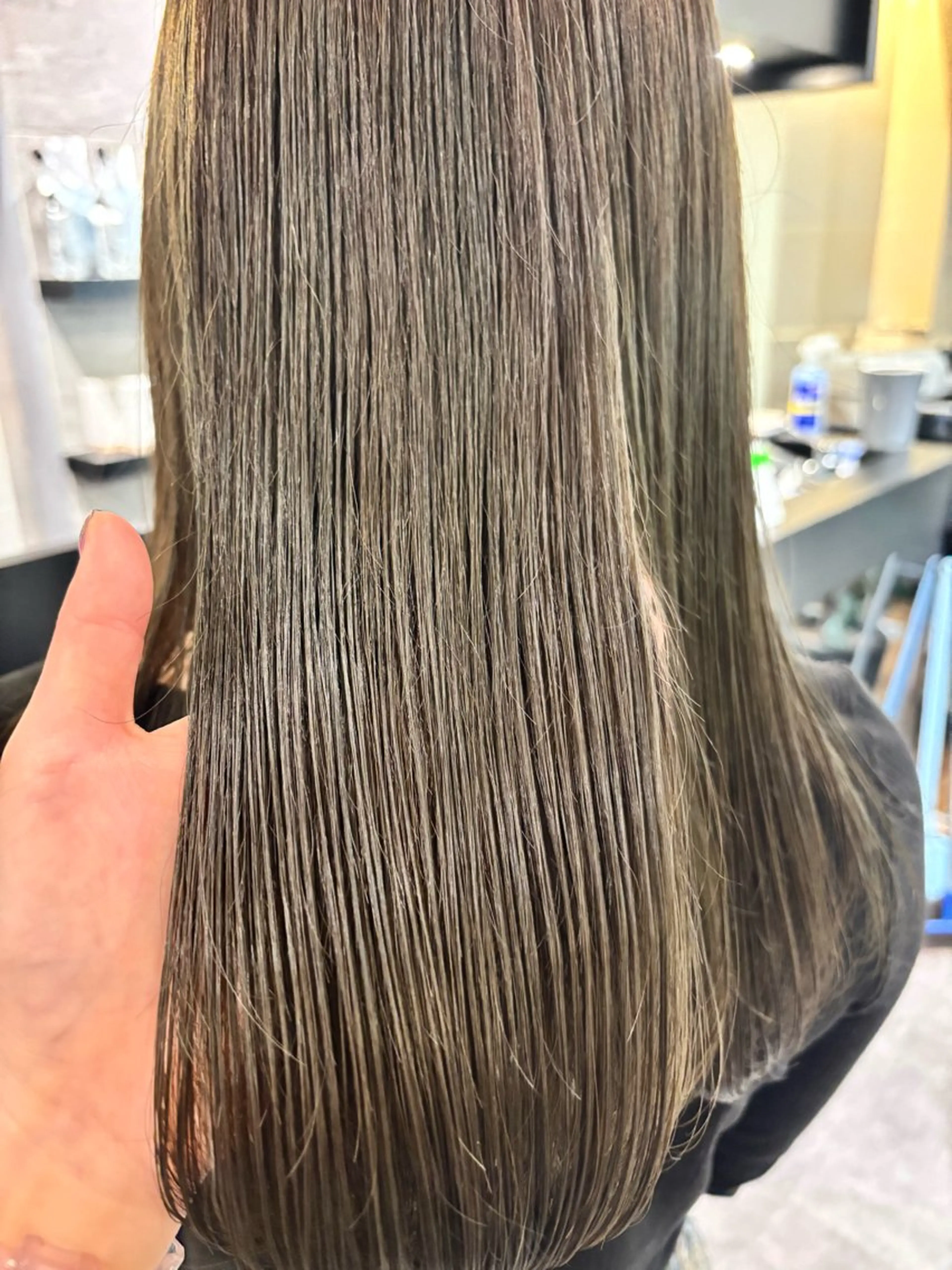 ロング カラー ベージュカラー オリーブベージュ ブリーチなし ダブルカラー/ゆなのヘアスタイル