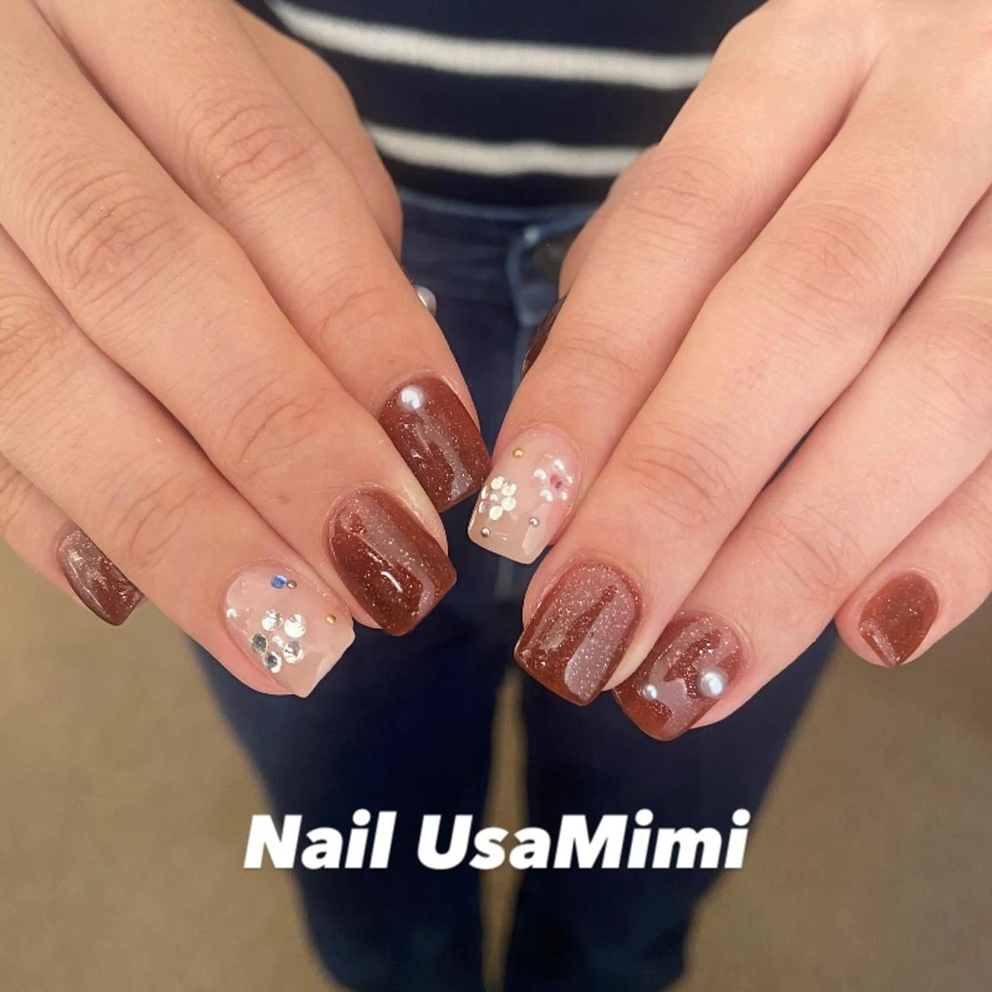 ネイル フットネイル ジェルネイル マグネットネイル 持ち込み ニュアンスネイル 本町ネイルNail UsaMimiのネイルデザイン