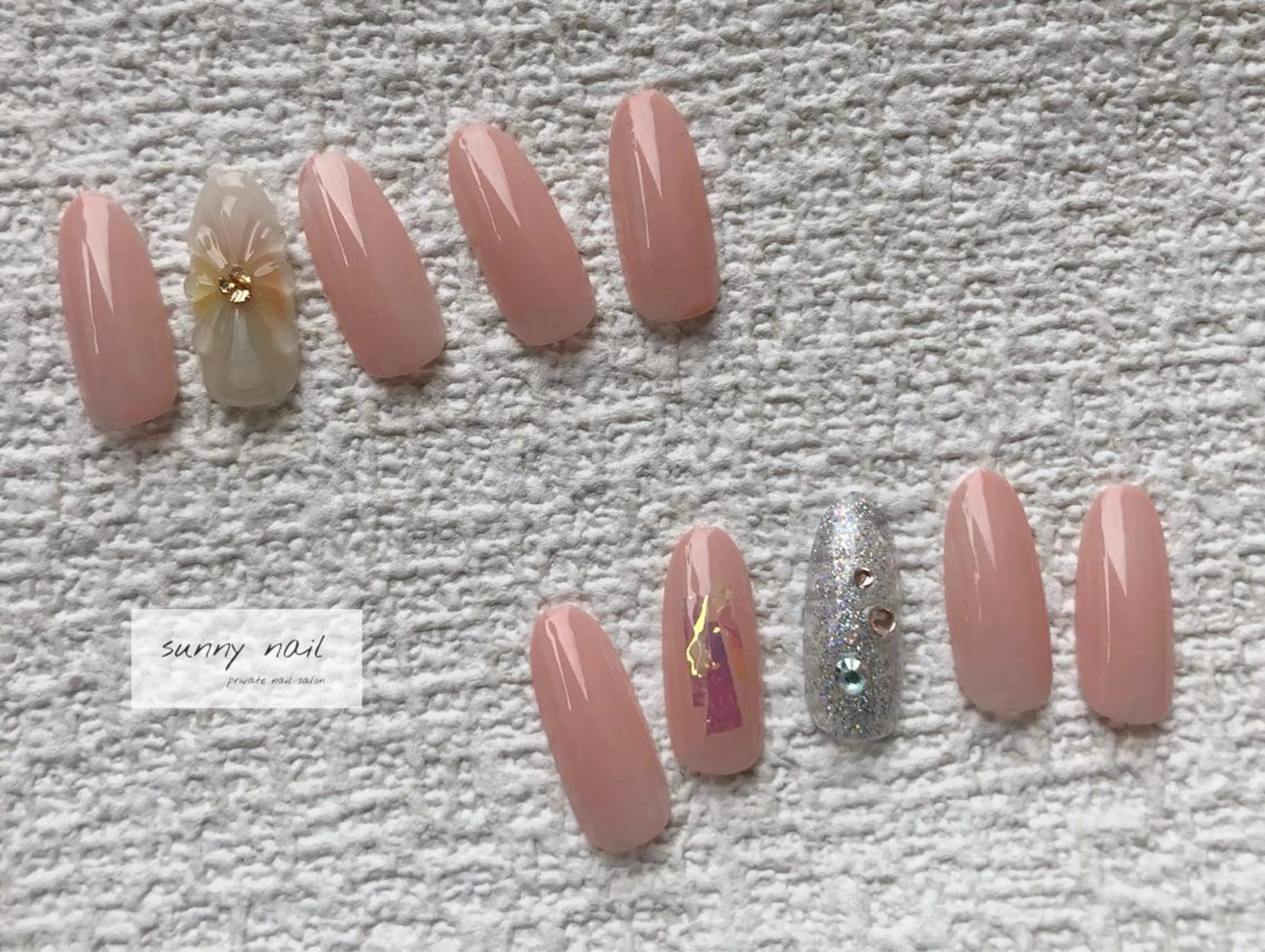 ネイル カジュアル フラワーネイル ジェルネイル ニュアンスネイル パラジェル sunny nailのネイルデザイン