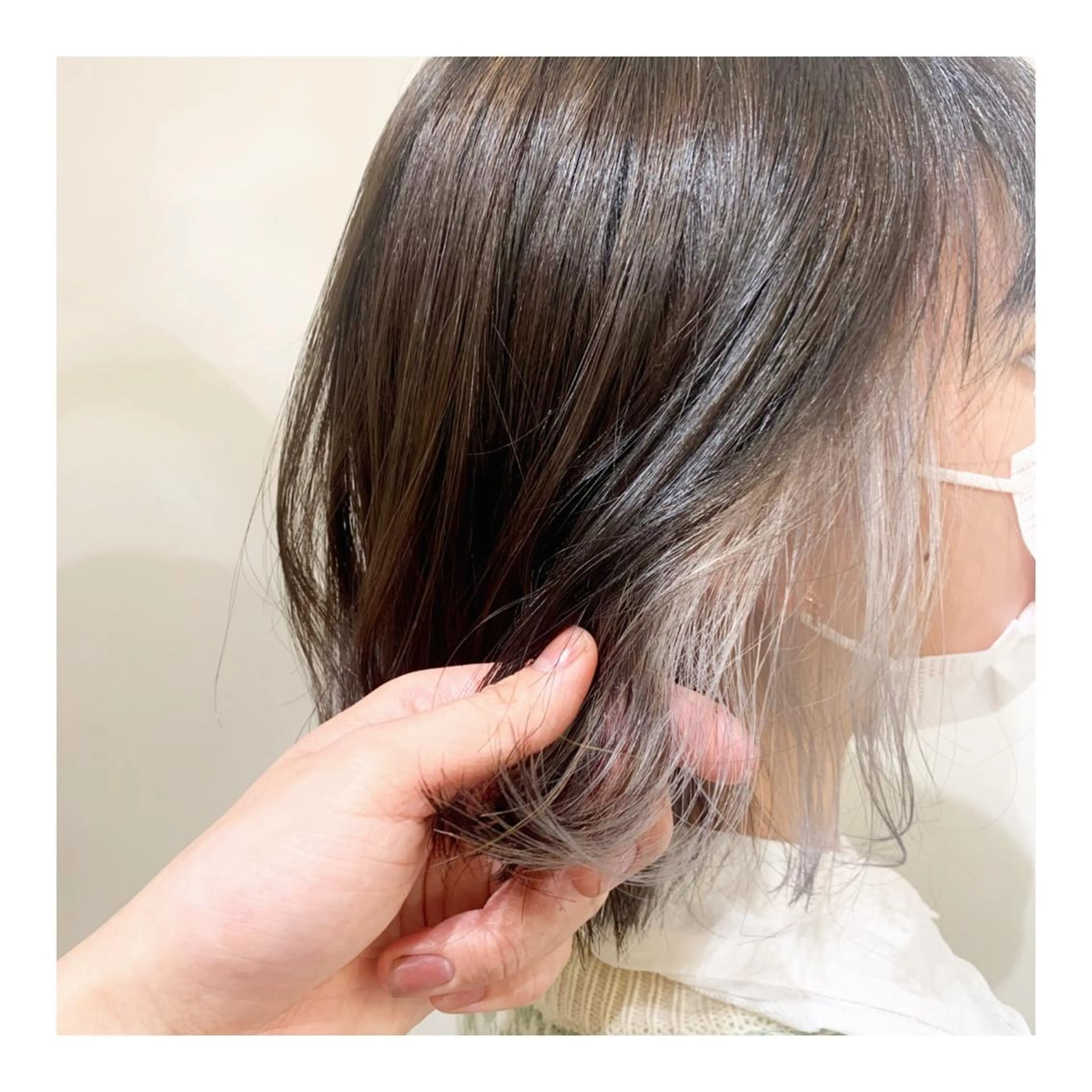 ショート カラー シルバー ホワイトシルバー ヘアカラー 心斎橋/ブリーチなし 髪質改善/レイヤーのヘアスタイル