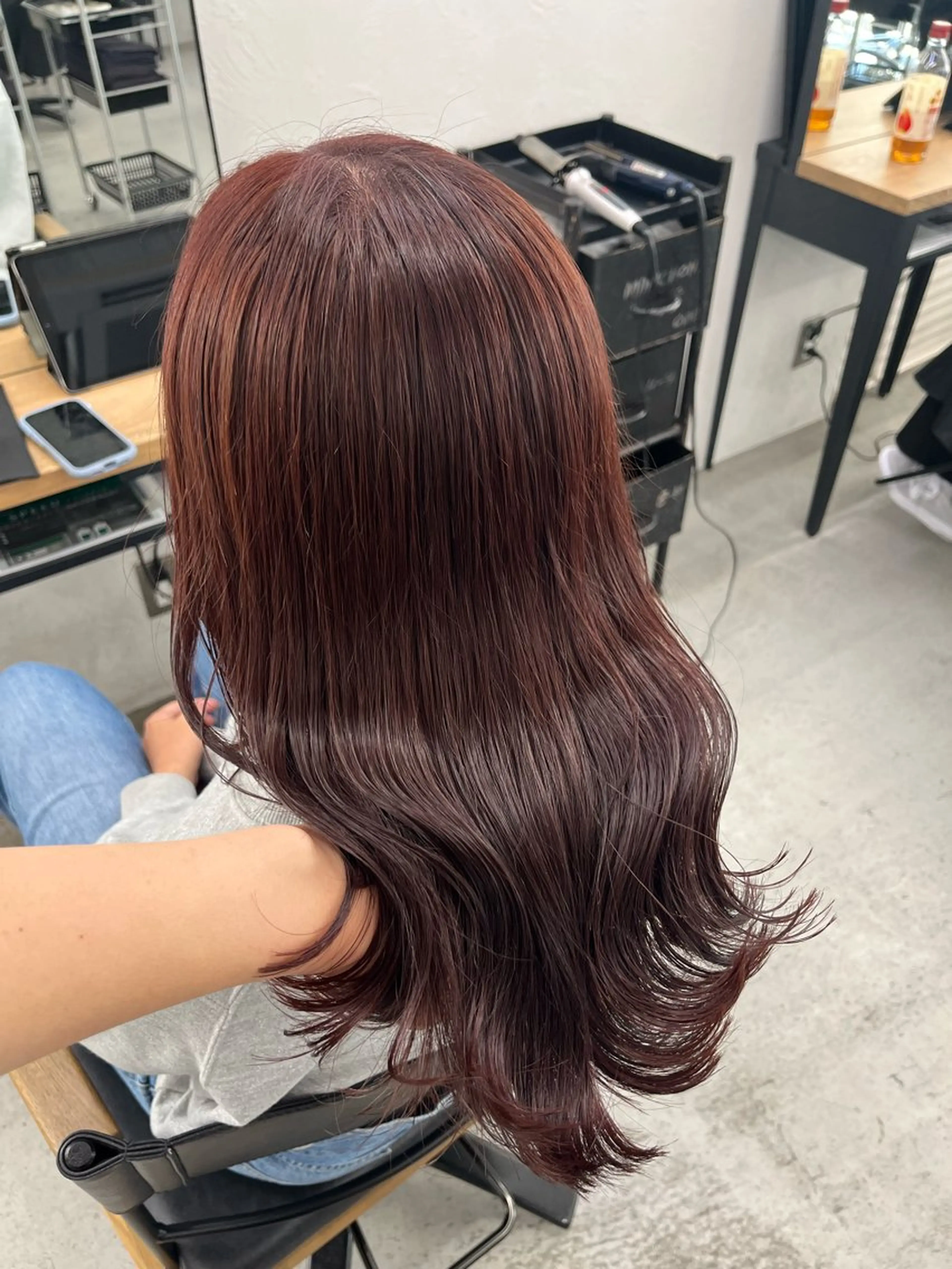 ミディアム カラー ヘアアレンジ ブリーチ ダブルカラー ブリーチなしカラー レッドカラー 🫧透明感カラー/ ナルハ🫧のヘアスタイル