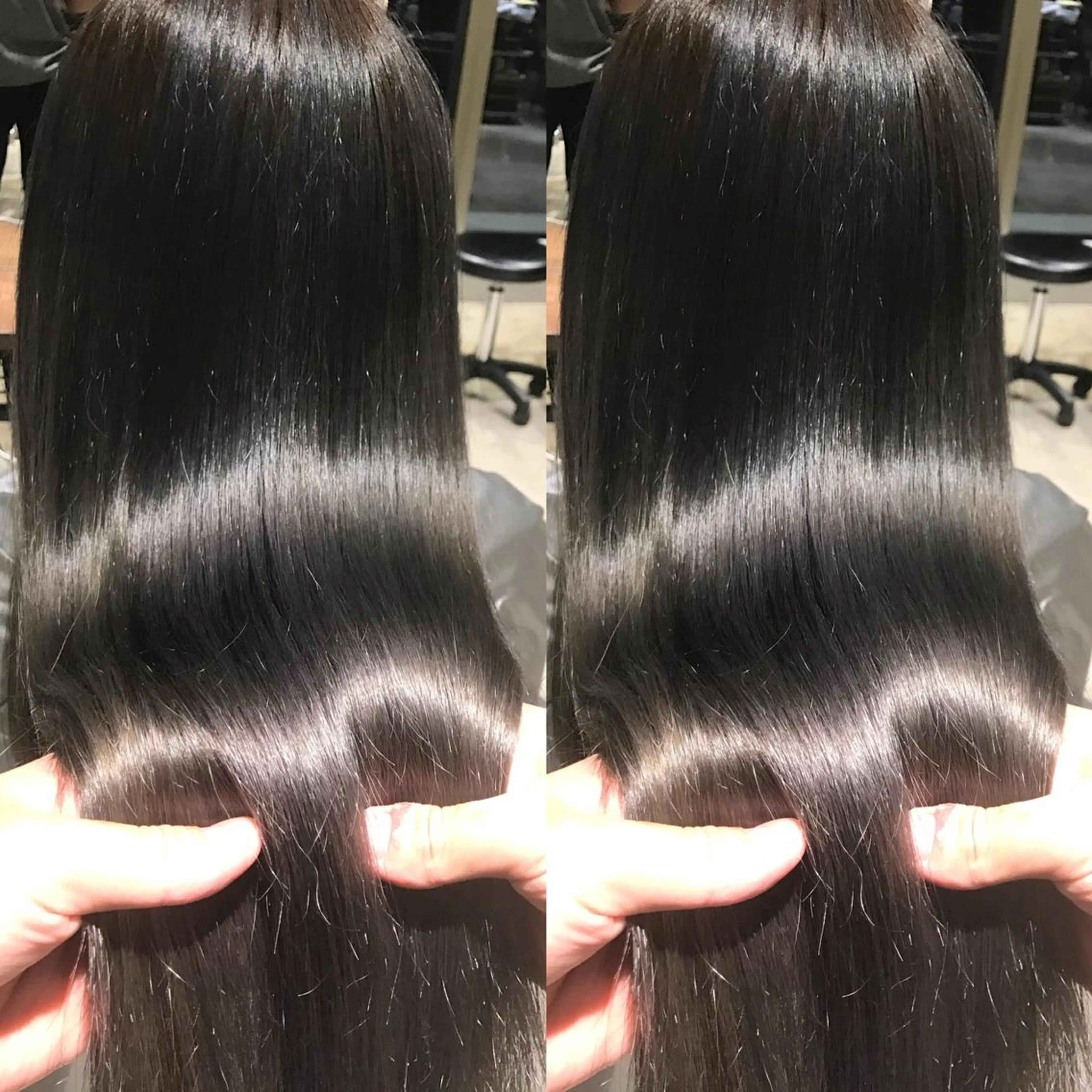 セミロング カラー 黒髪 ブルーカラー ブルーブラック インナーカラー くせ毛 カット ヘアカラー トリートメント 武田涼レイヤーカット 髪質改善×縮毛矯正のヘアスタイル