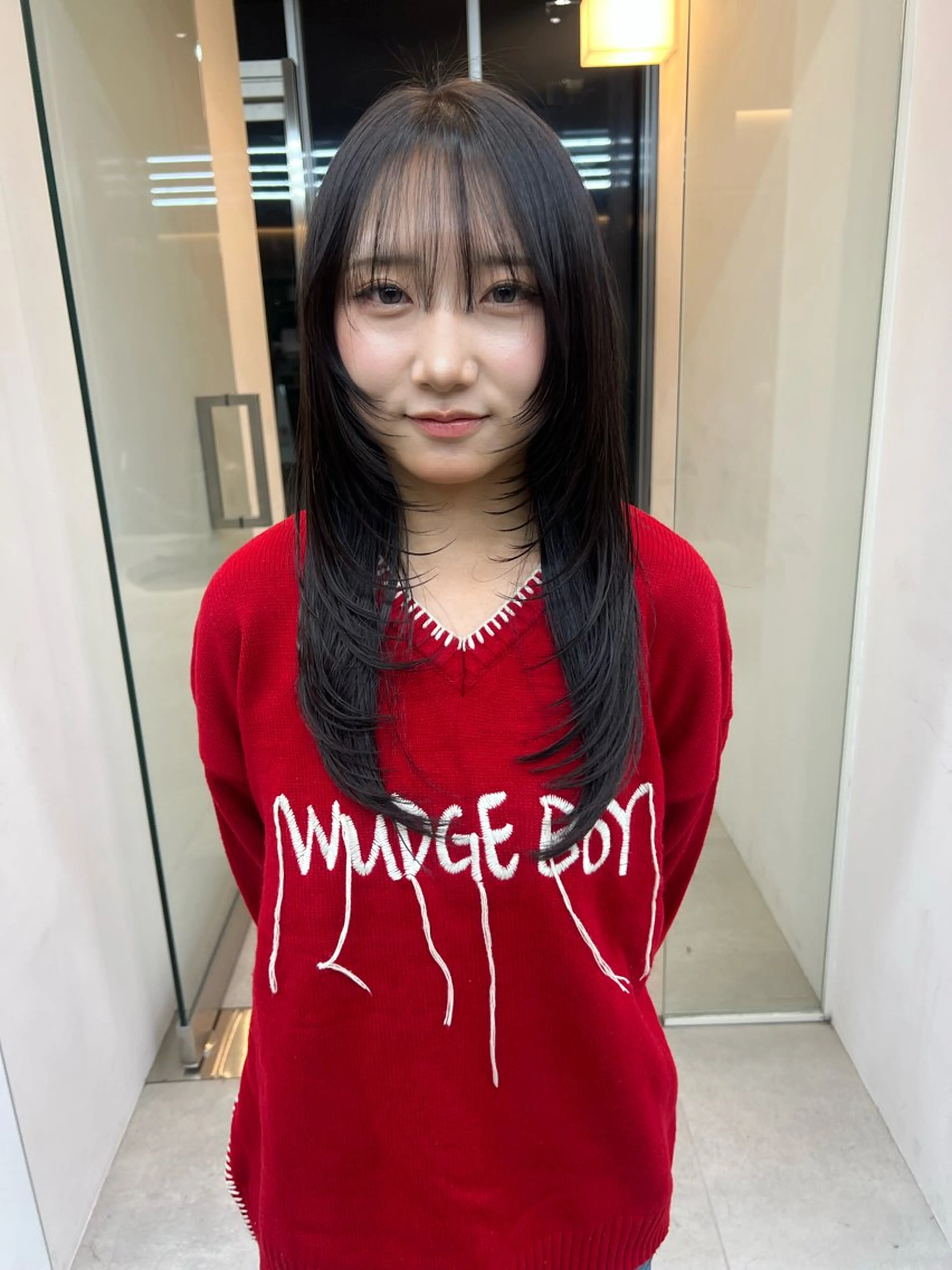 ロング カラー ハッシュカット レイヤーカット カット ヘアカラー トリートメント 吉沢遣人/レイヤー 艶カラー/抜け感のヘアスタイル