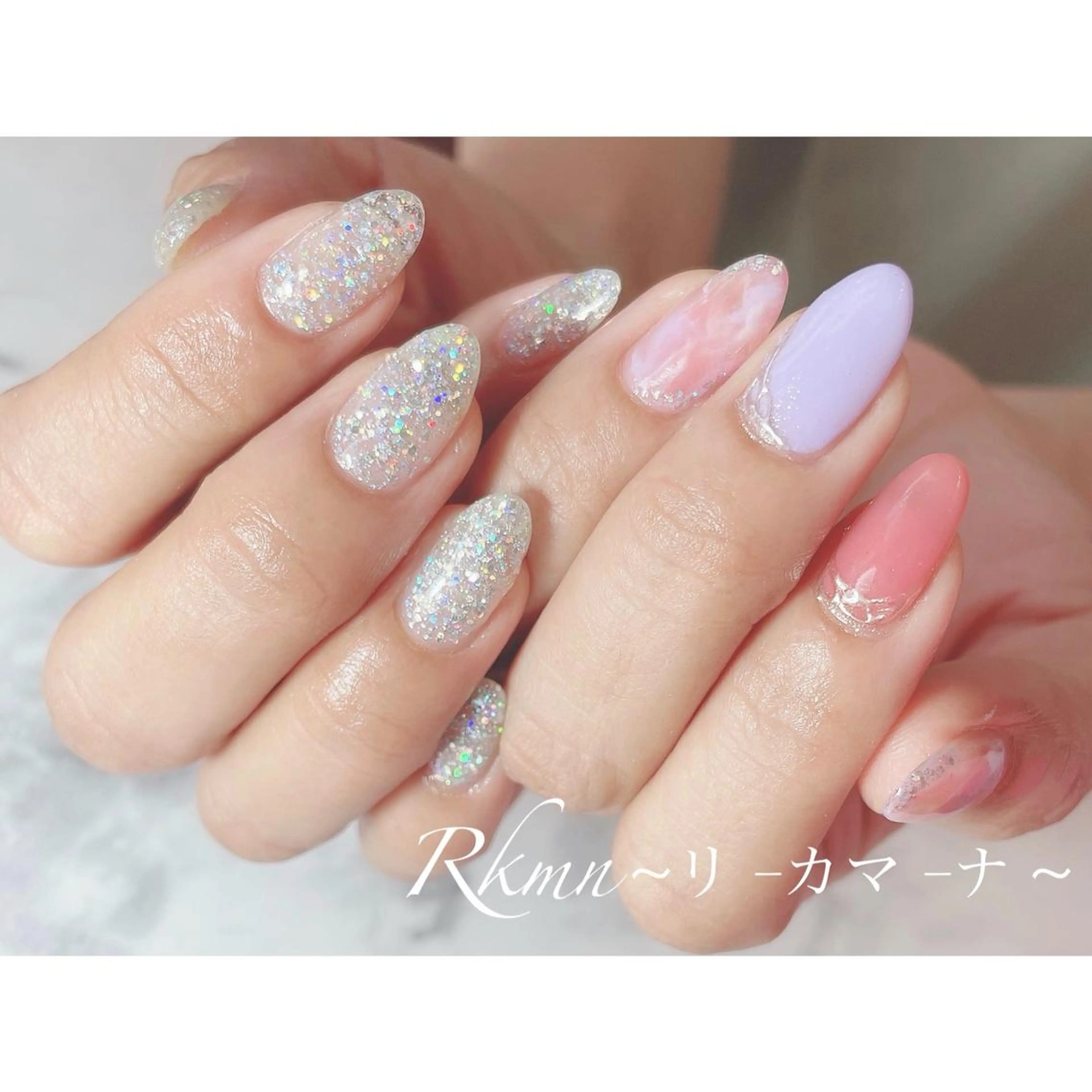 ネイル アートネイル フレンチネイル ジェルネイル グラデーション ラメ(グリッター) ハンドネイル フットネイル ハンドケア Rkmn ~リ-カマ-ナ~のネイルデザイン