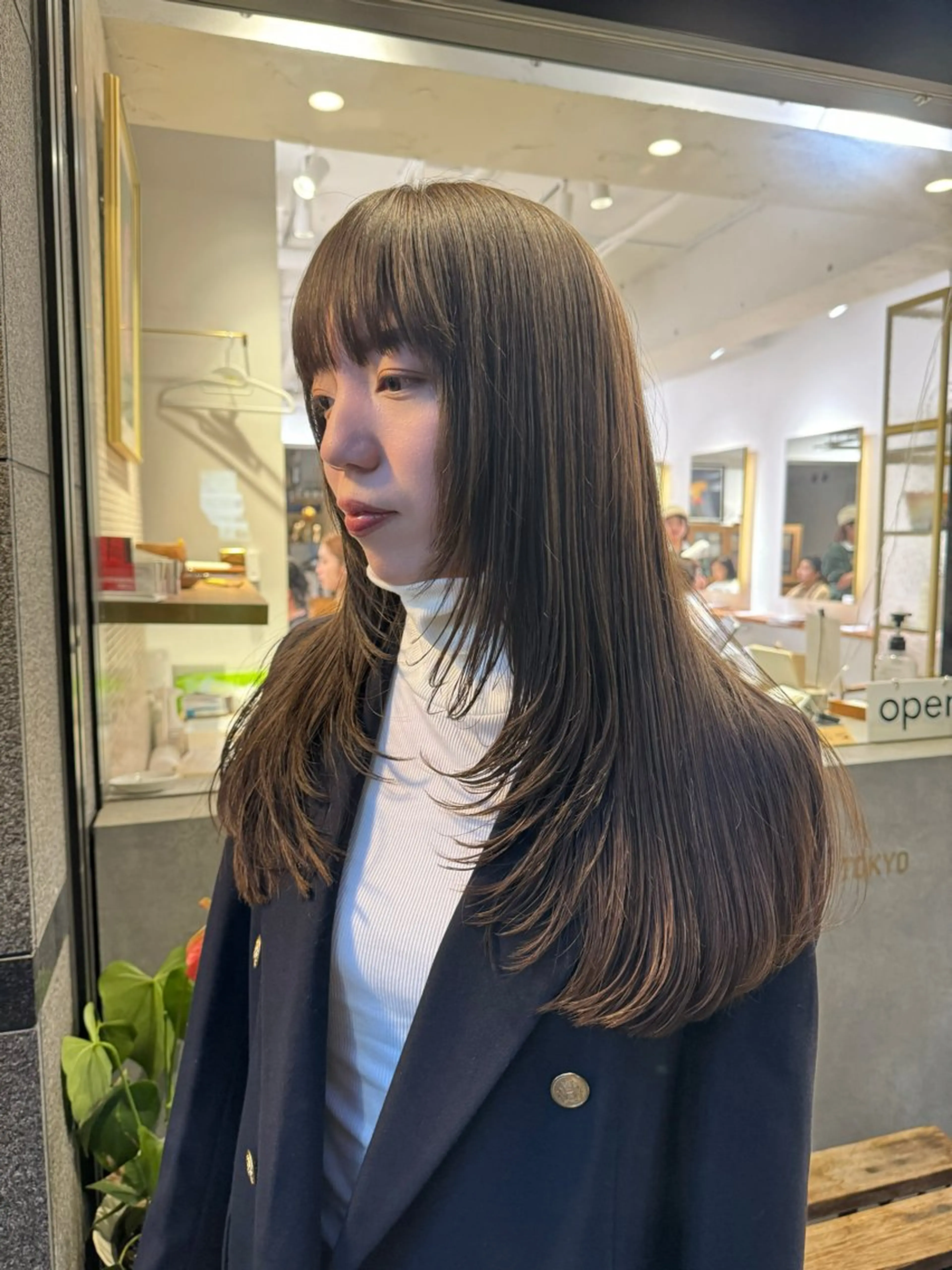 ロング カラー アッシュ ベージュカラー レイヤーカット ナガミネアリサ/ 学芸大学/海外ヘアのヘアスタイル