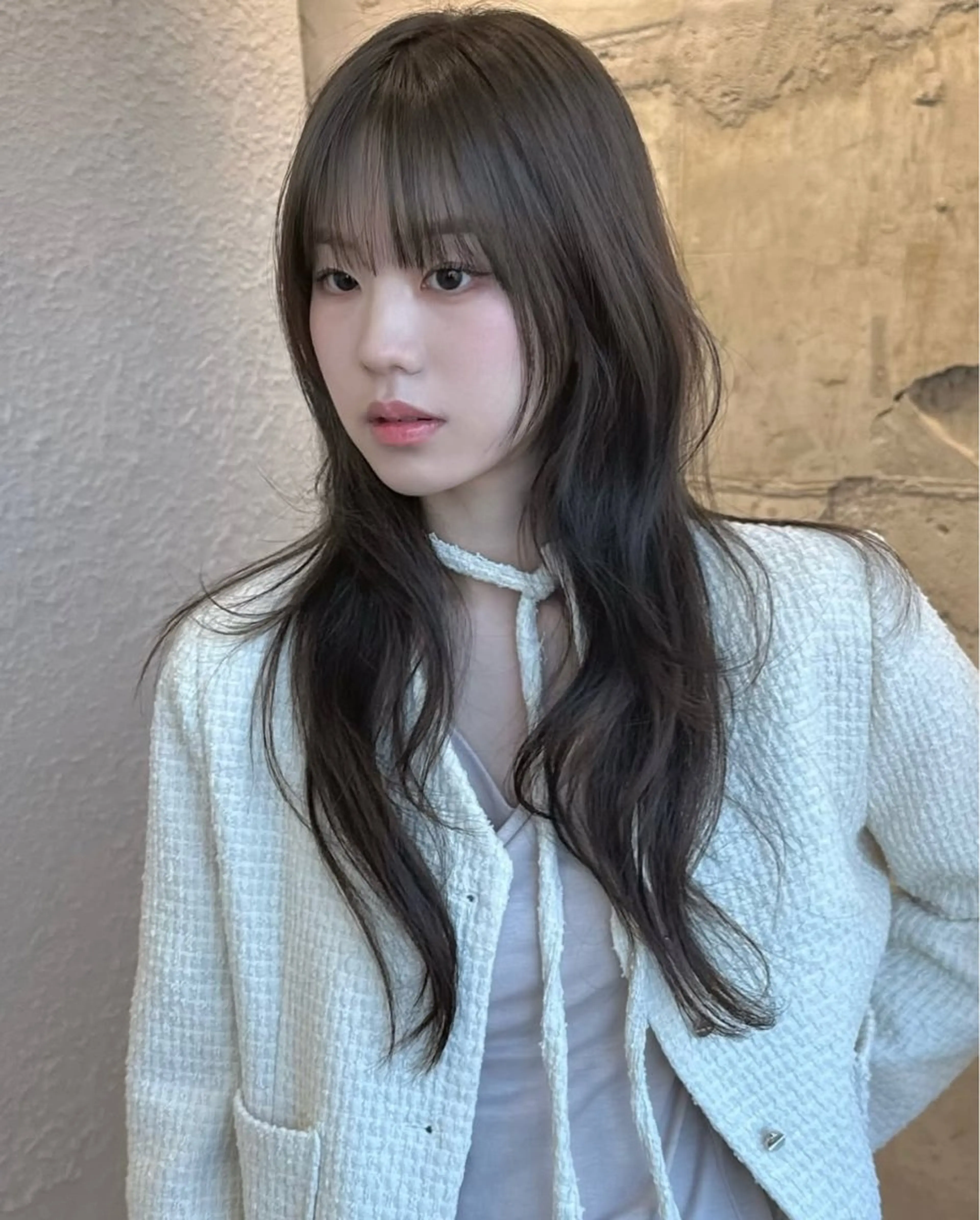 ロング カット 縮毛矯正 salowin 原宿 aroa所属・韓国／ハッシュカット ／透明感カラー／金野のヘアスタイル