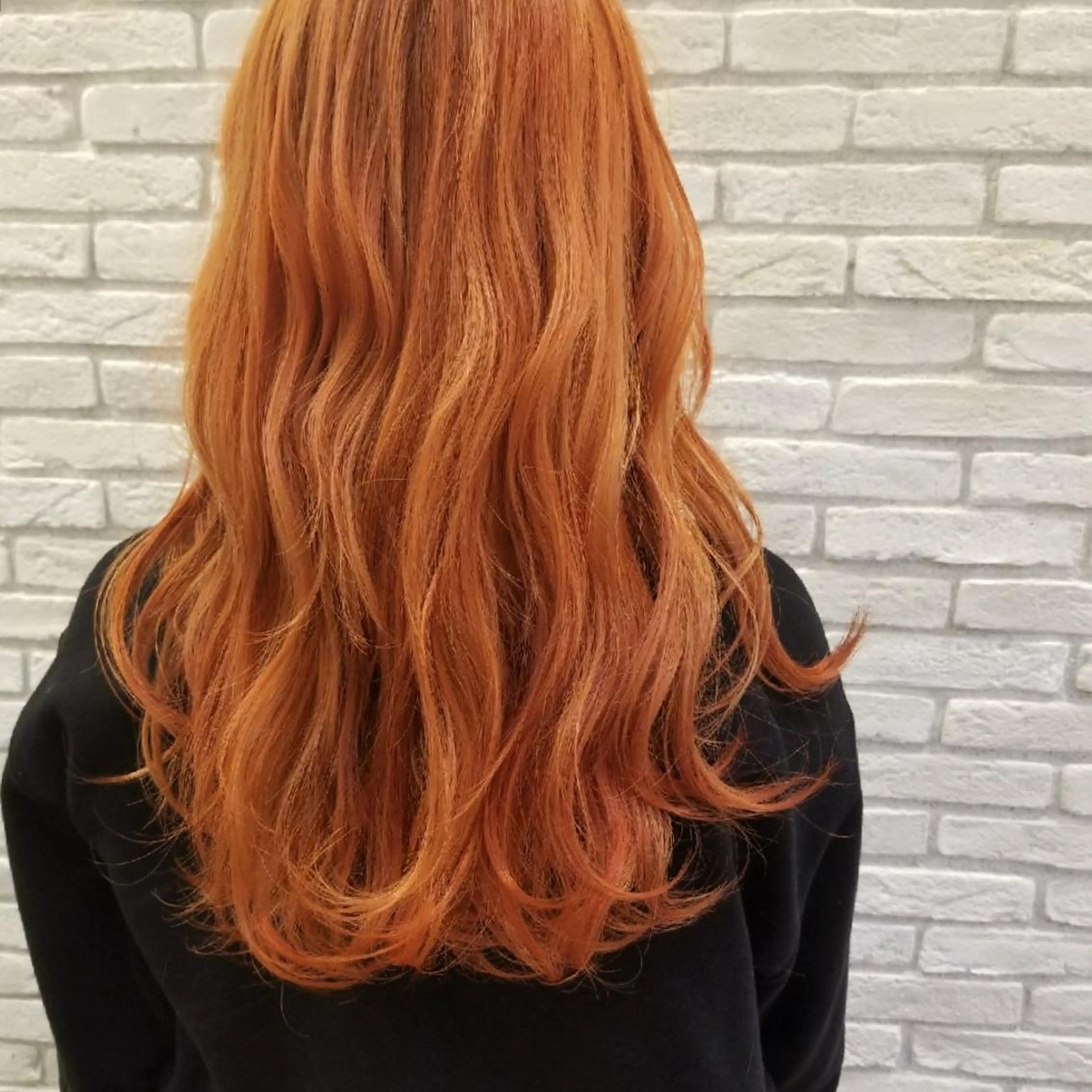 カラー ロング オレンジ シールエクステ♦️ レイヤー♦️福田晃大のヘアスタイル