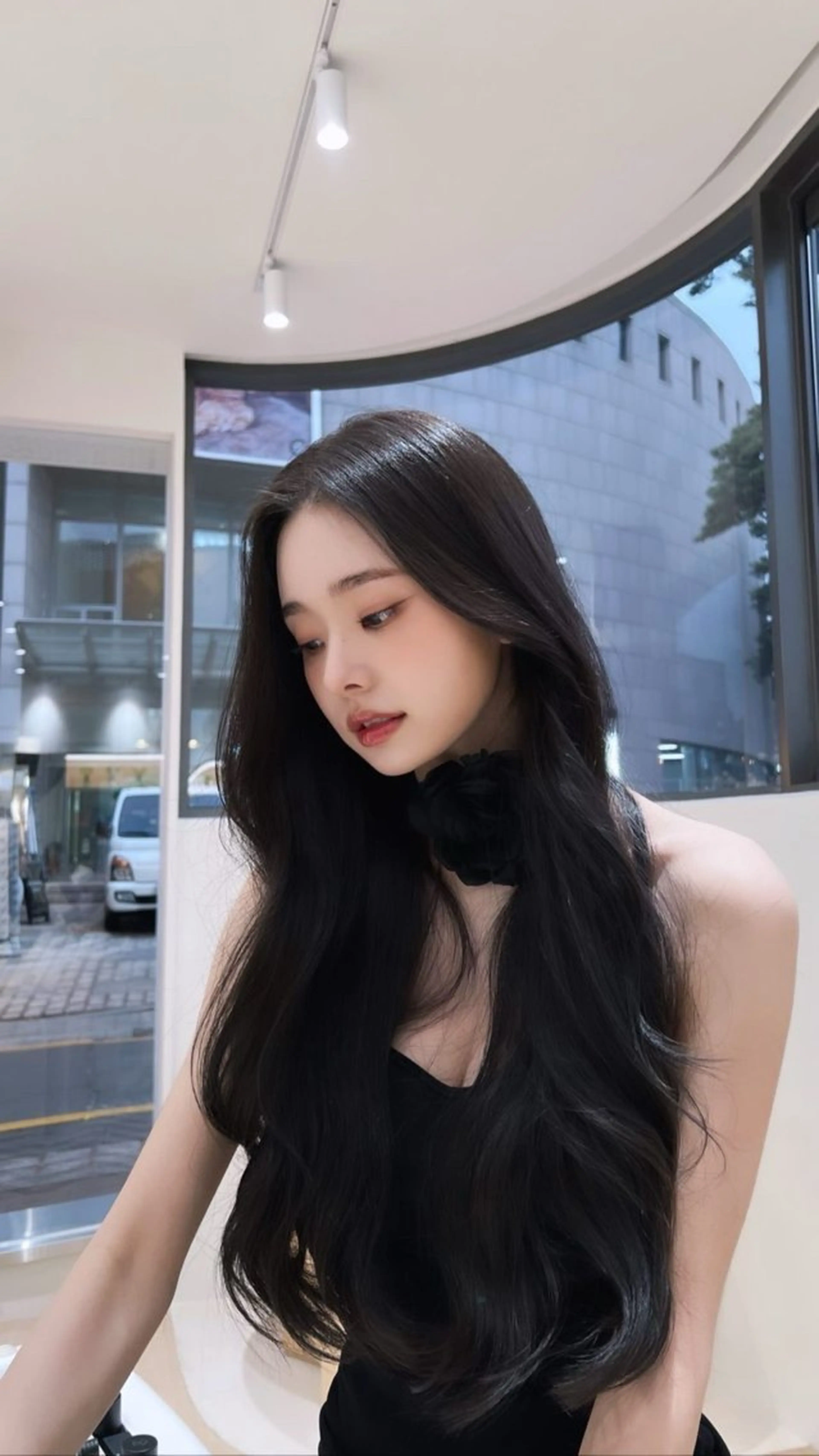 ロング カラー カット ヘアカラー 韓国風暗髪ヘア🤍 🫧MIREIのヘアスタイル