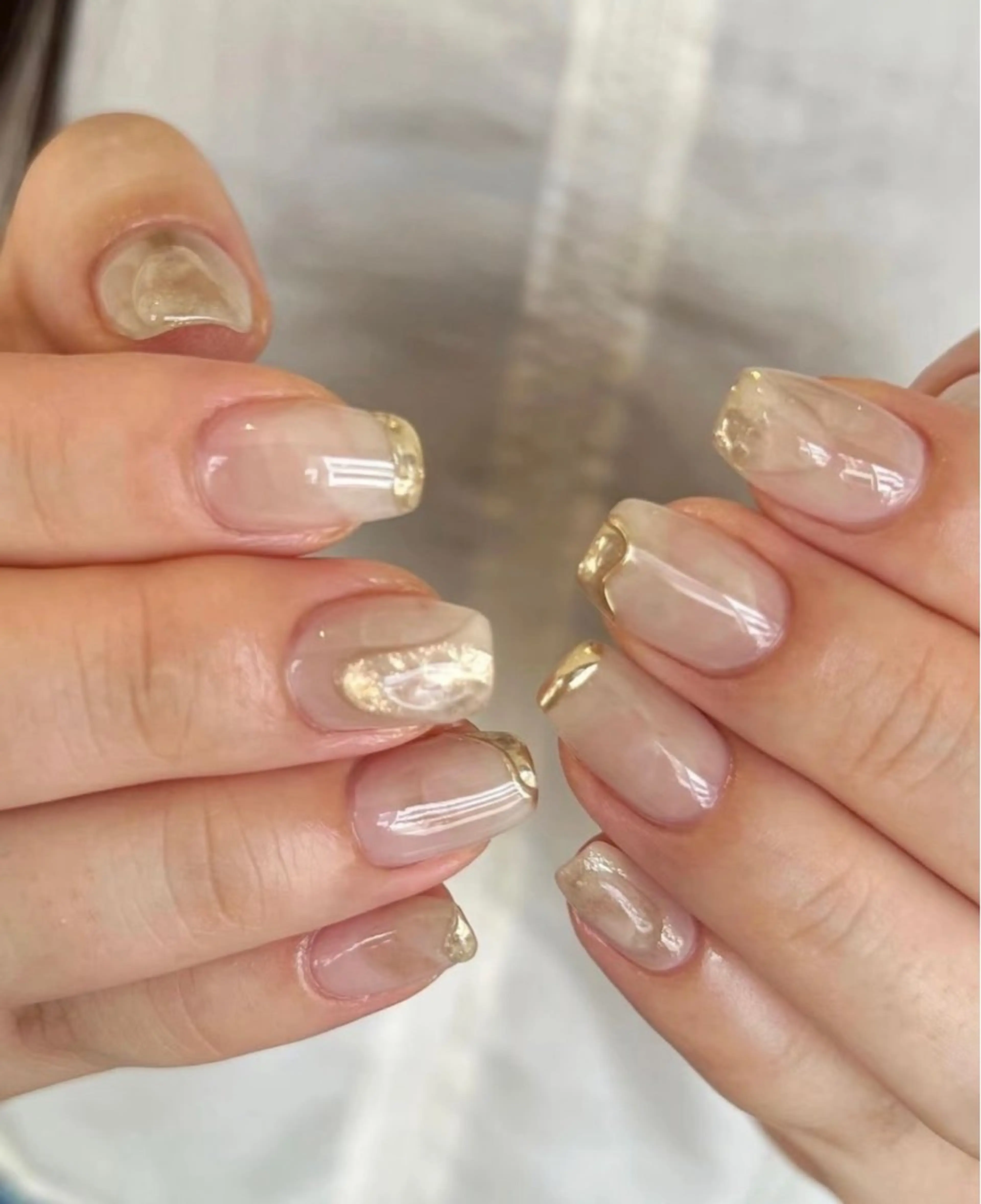 【ニュアンス系】冬ネイル　キラキラネイルの写真