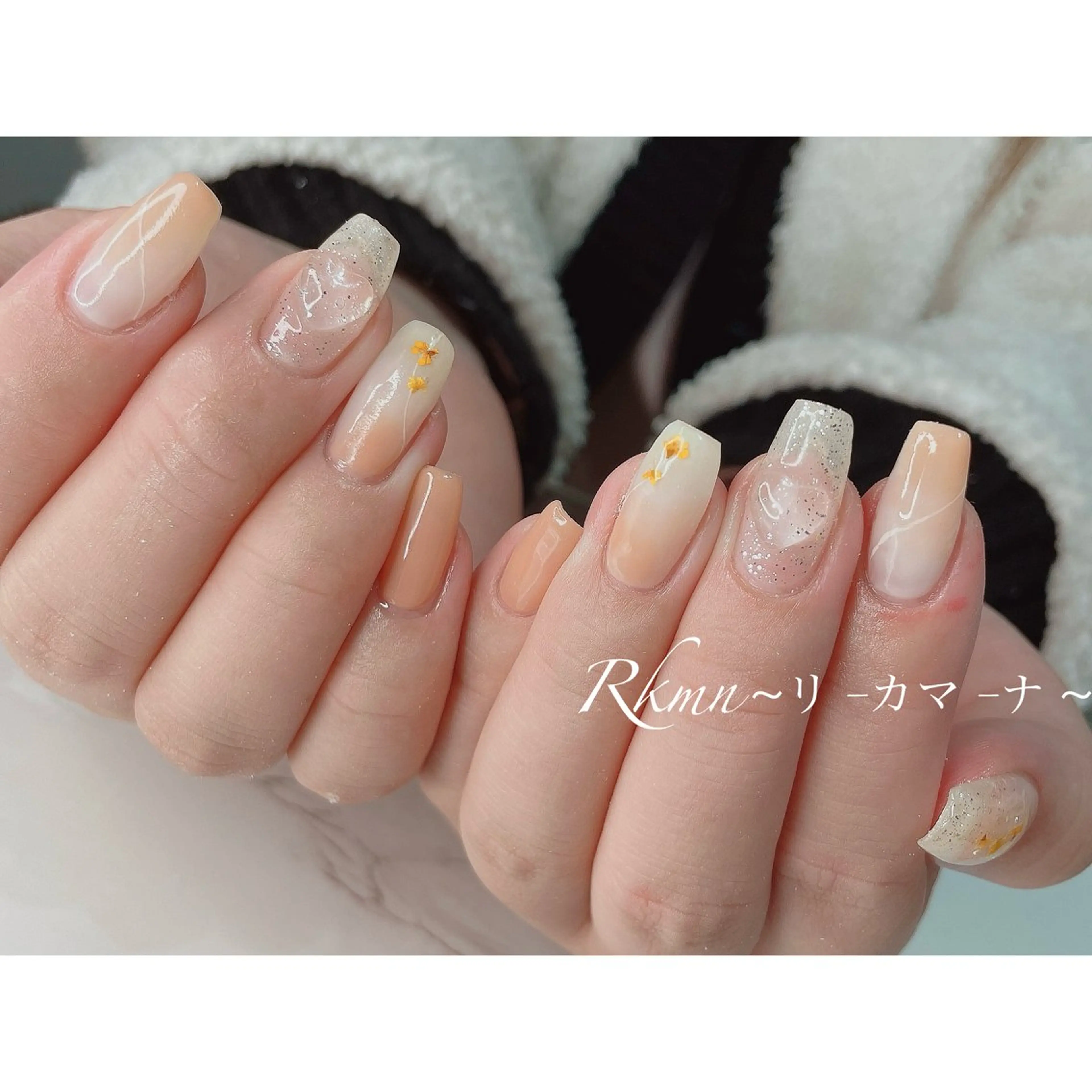 ネイル アートネイル フラワーネイル グラデーション ハート 春ネイル ハンドネイル フットネイル ハンドケア Rkmn ~リ-カマ-ナ~のネイルデザイン