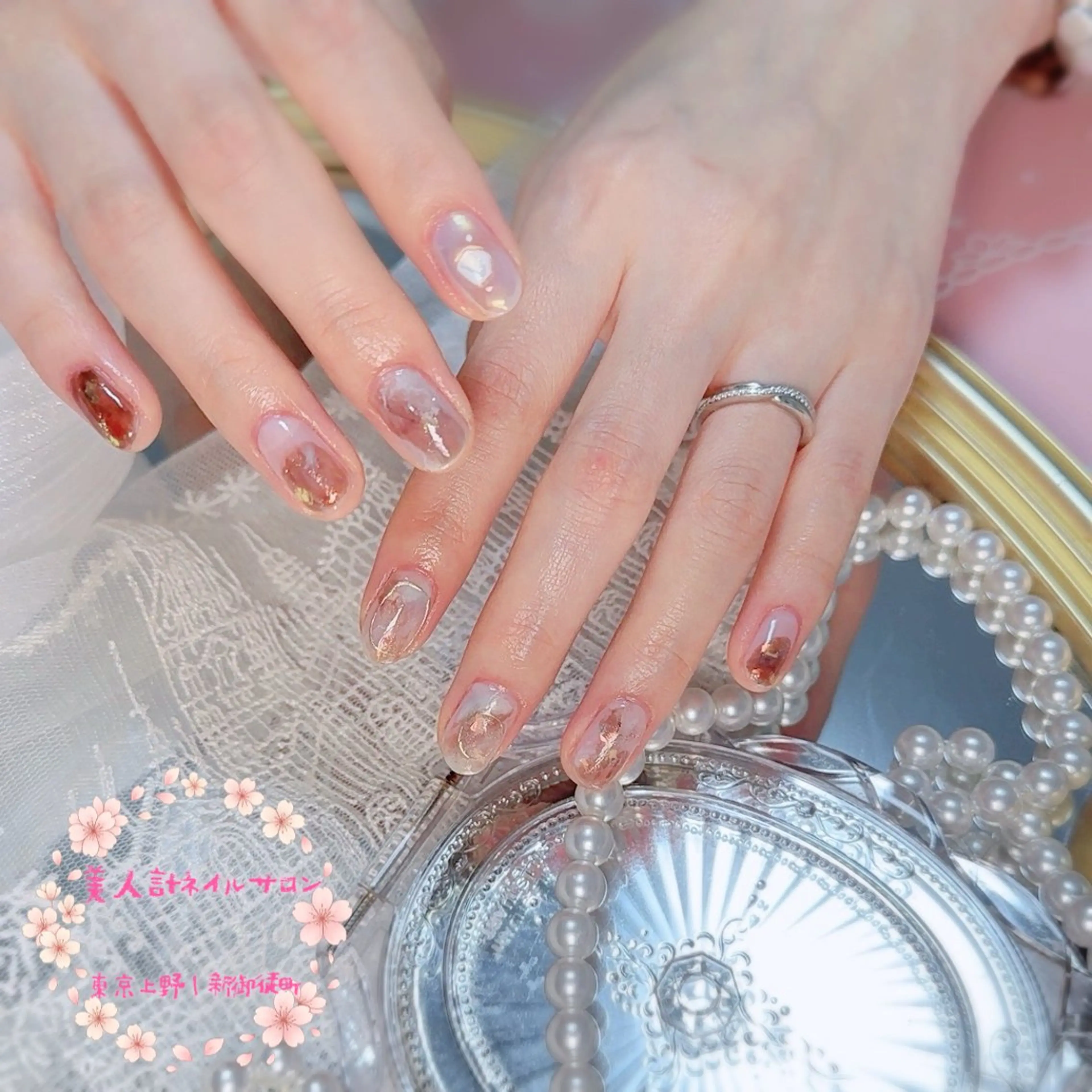 ネイル 持ち込み ニュアンスネイル ハンドネイル 美人計ネイルサロン所属・中山 美月のネイルデザイン