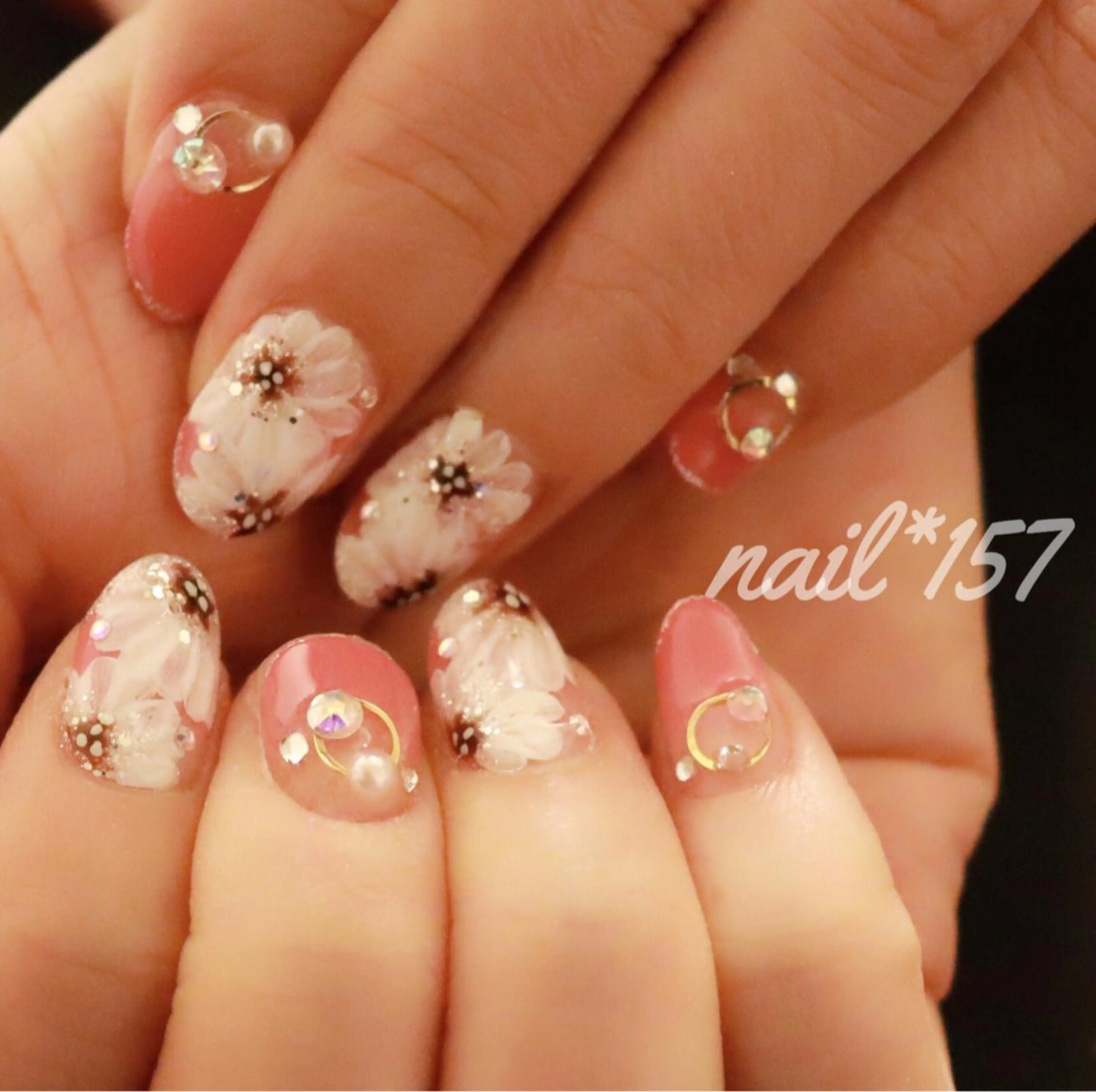 ネイル フラワーネイル ピンク nail*157 .のネイルデザイン