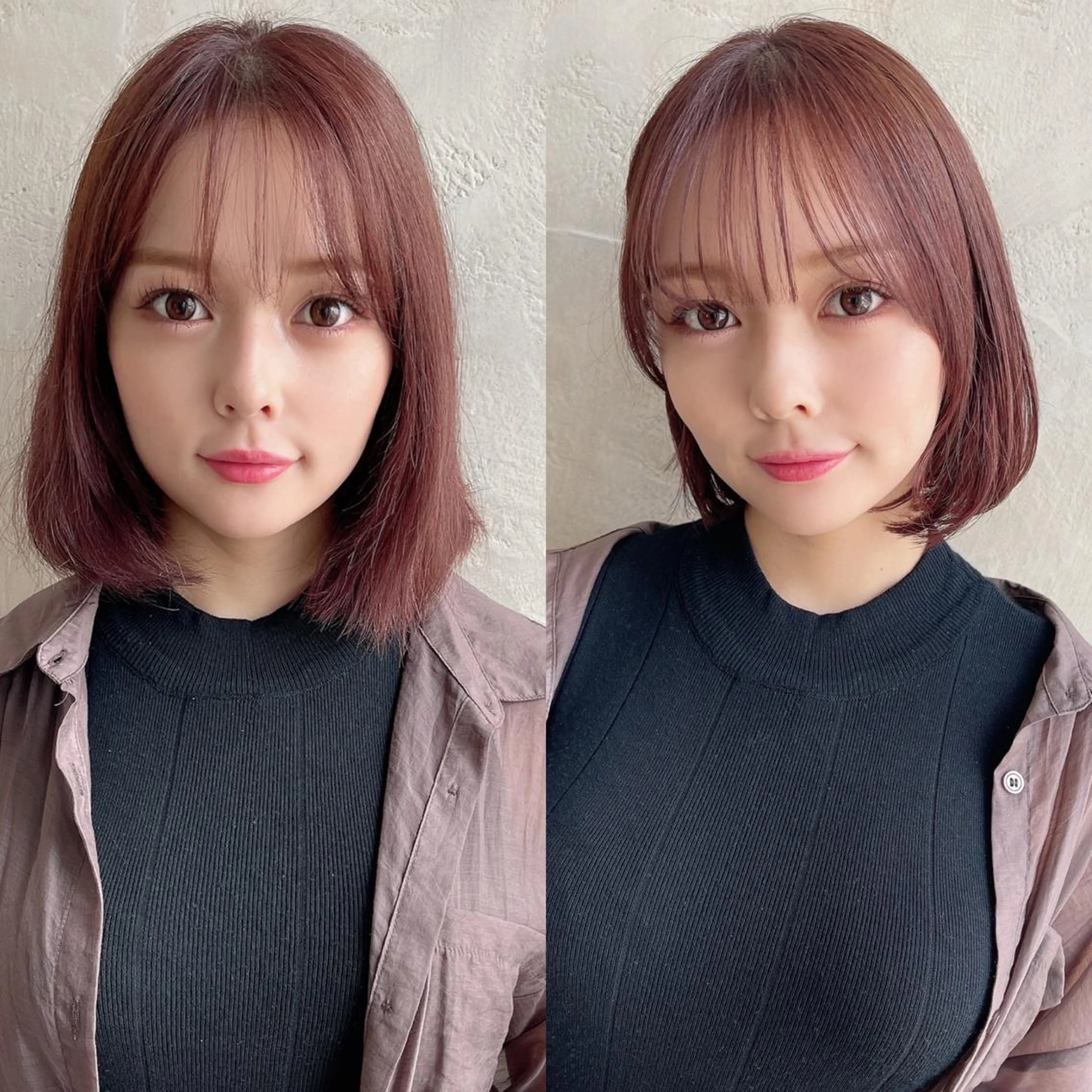 ミディアム カラー パーマ ヘアアレンジ イルミナカラー 髪質改善 トリートメント ストレートパーマ 日本一の小顔カット/ ボブ/顔周り/韓国のヘアスタイル