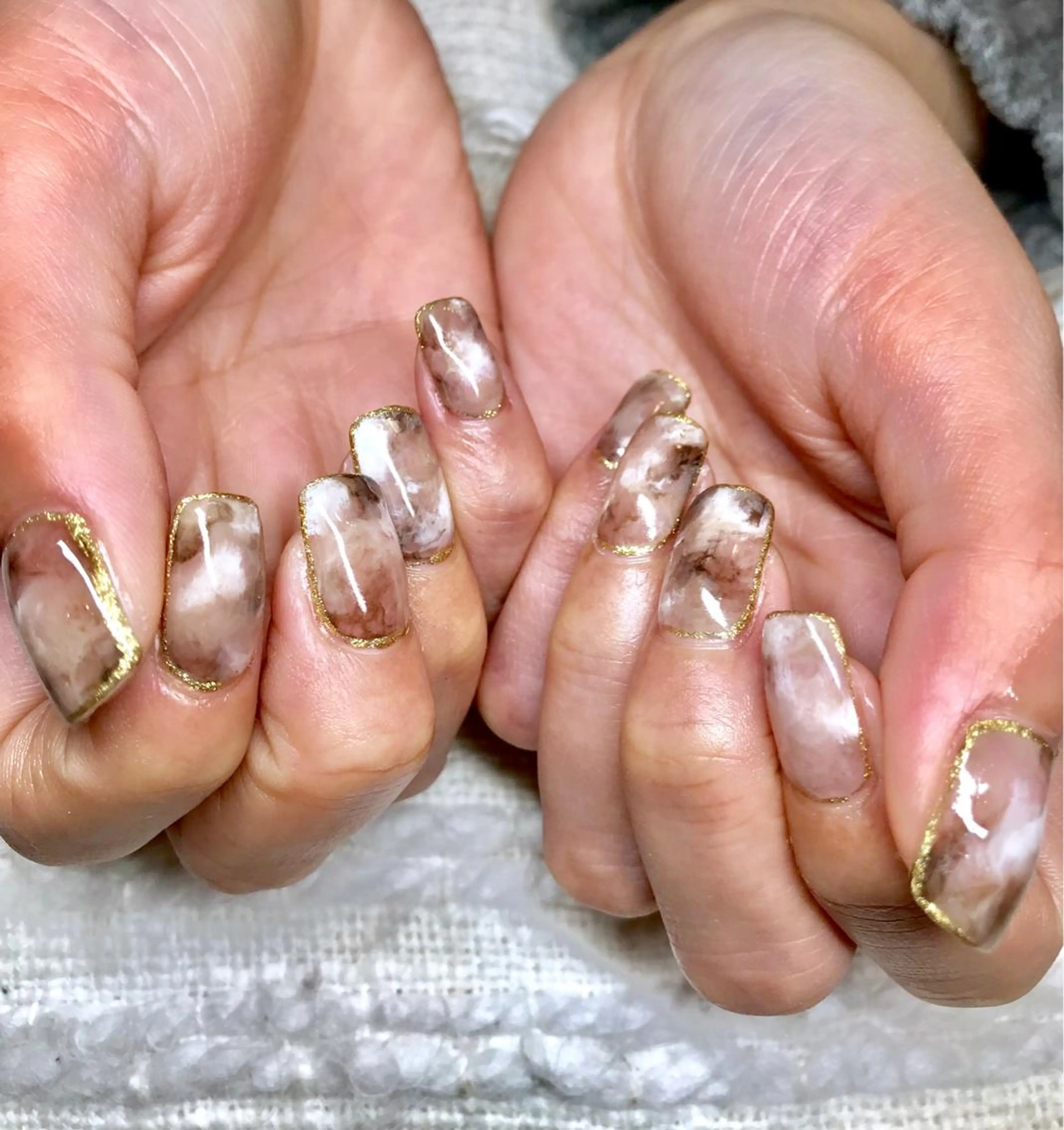 ミディアム カラー ヘアアレンジ ネイル マツエク・マツパ 大理石ネイル(マーブル) nail&eye Aoのマツエク・マツパデザイン