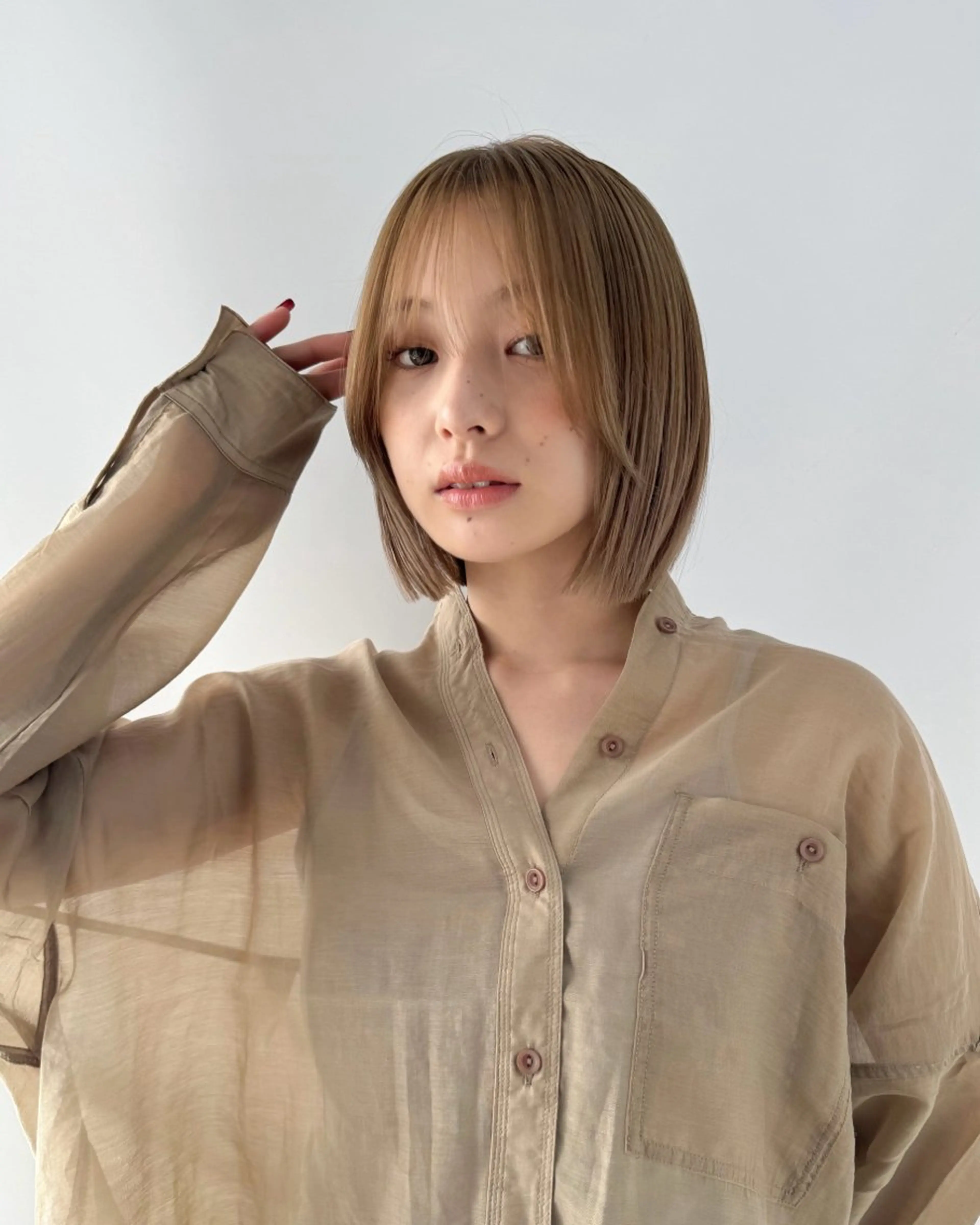 ショート ボブ 顔まわりレイヤー 顔周りカット レイヤーカット カット トリートメント mee.表参道所属・ボブ/ショート /パーマ/shinのヘアスタイル