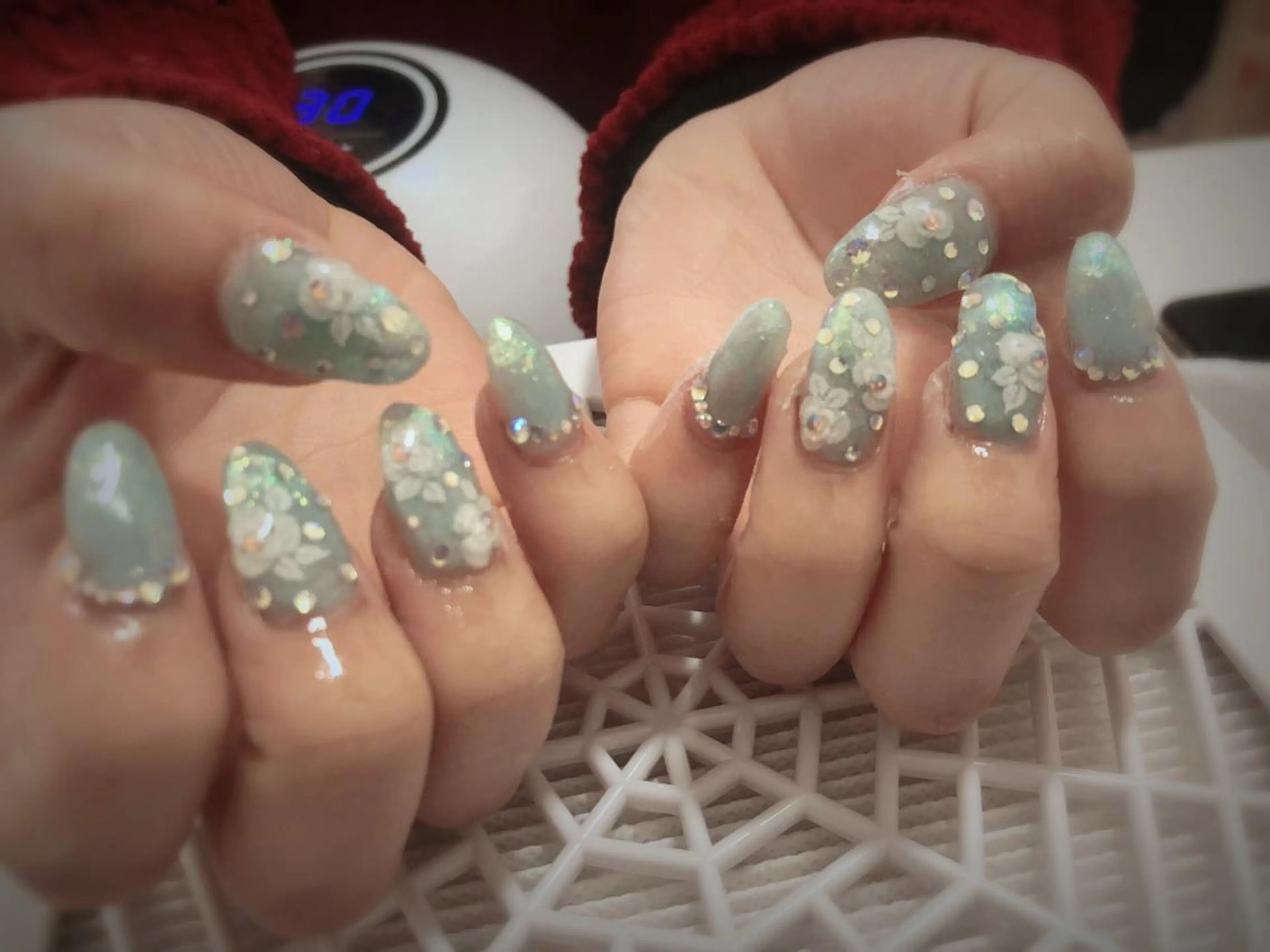 ネイル クリアネイル グリーン スカルプネイル ハンドネイル 茨木love♡nail所属・love ♡nailのネイルデザイン