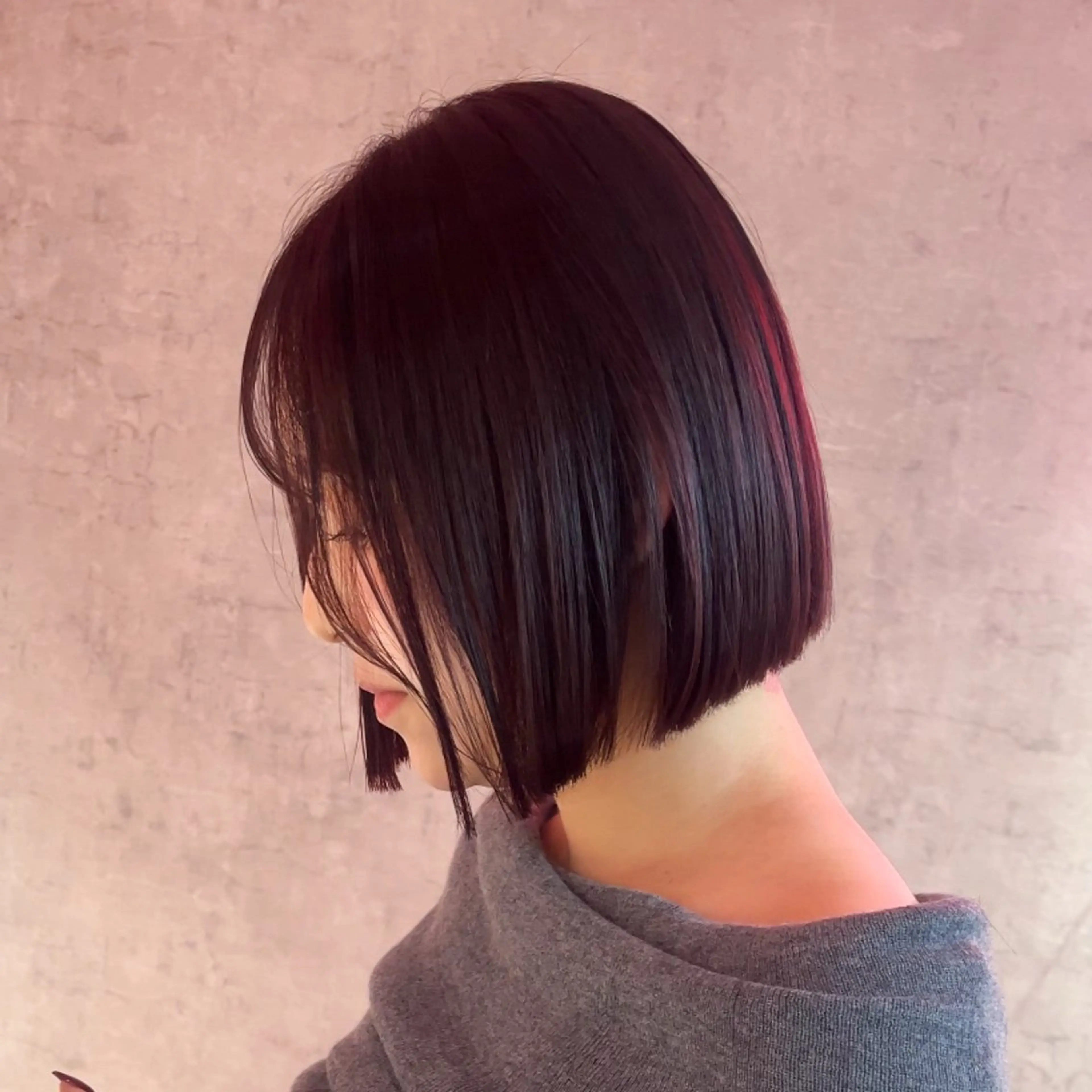 ショート カラー 山崎/ボブ縮毛矯正 レイヤー髪質改善のヘアスタイル