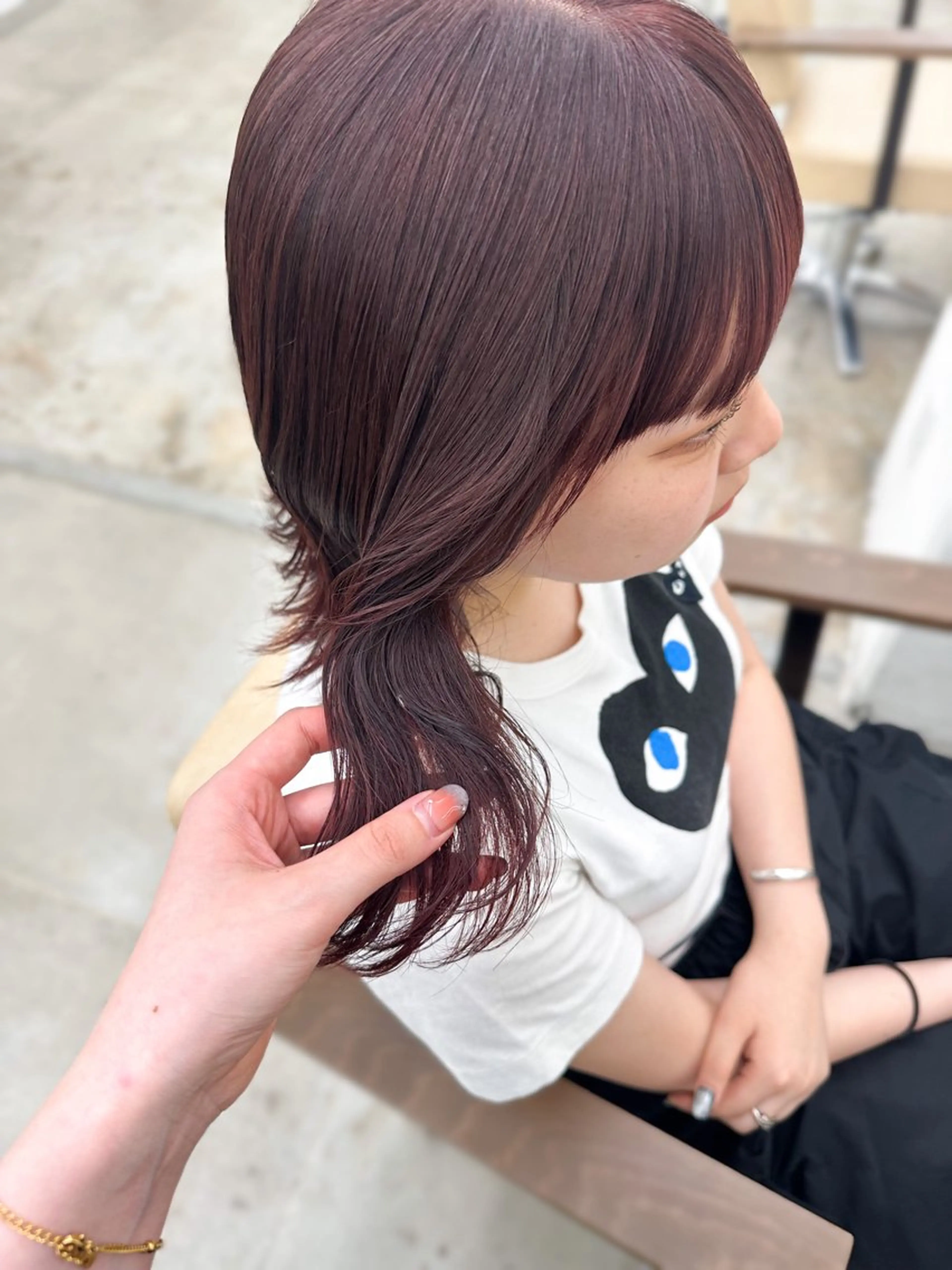 ミディアム カラー レッドカラー 🌼透明感艶カラー オリーブ🌼河村咲のヘアスタイル