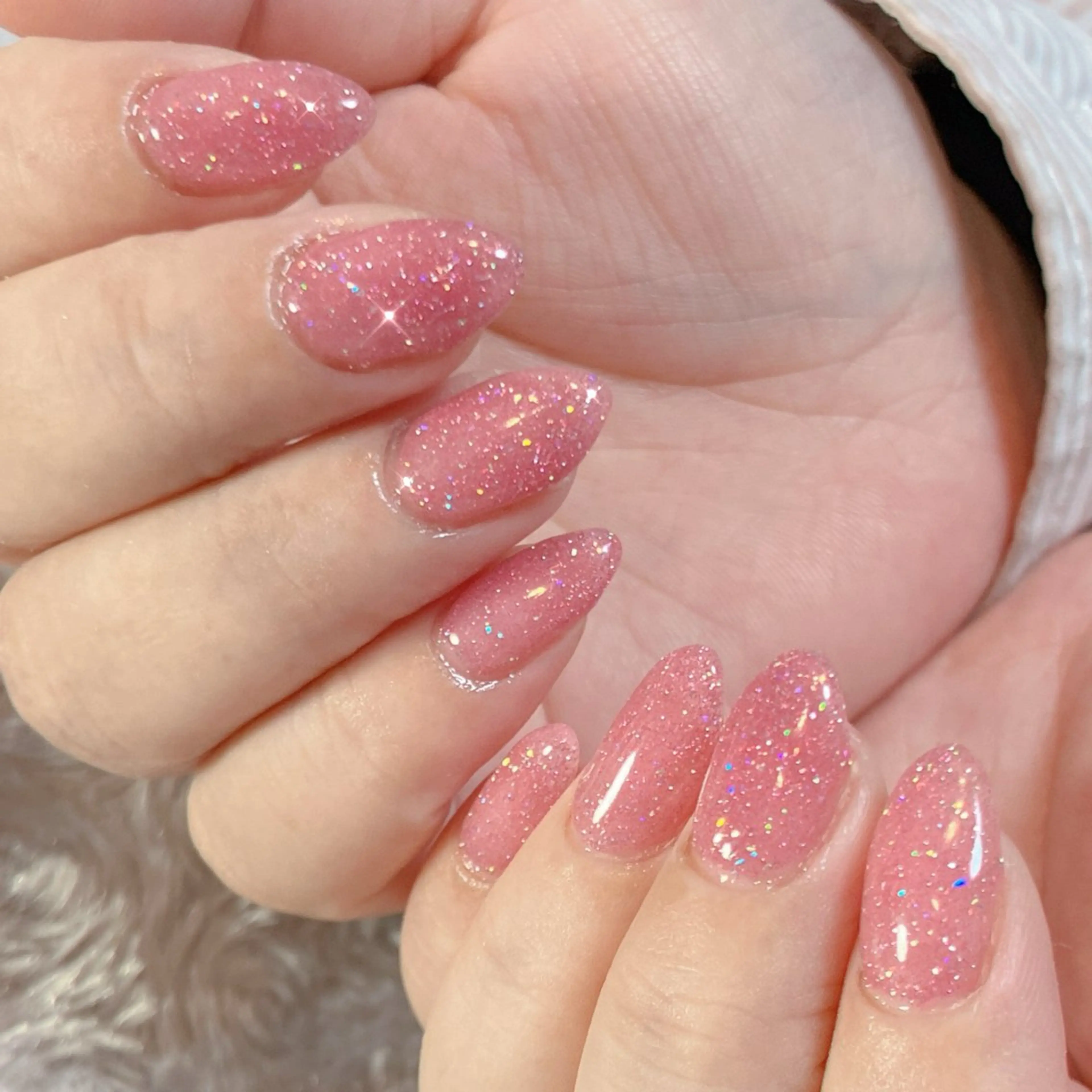 ネイル フラッシュネイル ピンク ハンドネイル 自宅ネイルサロン クロバーネイルのネイルデザイン