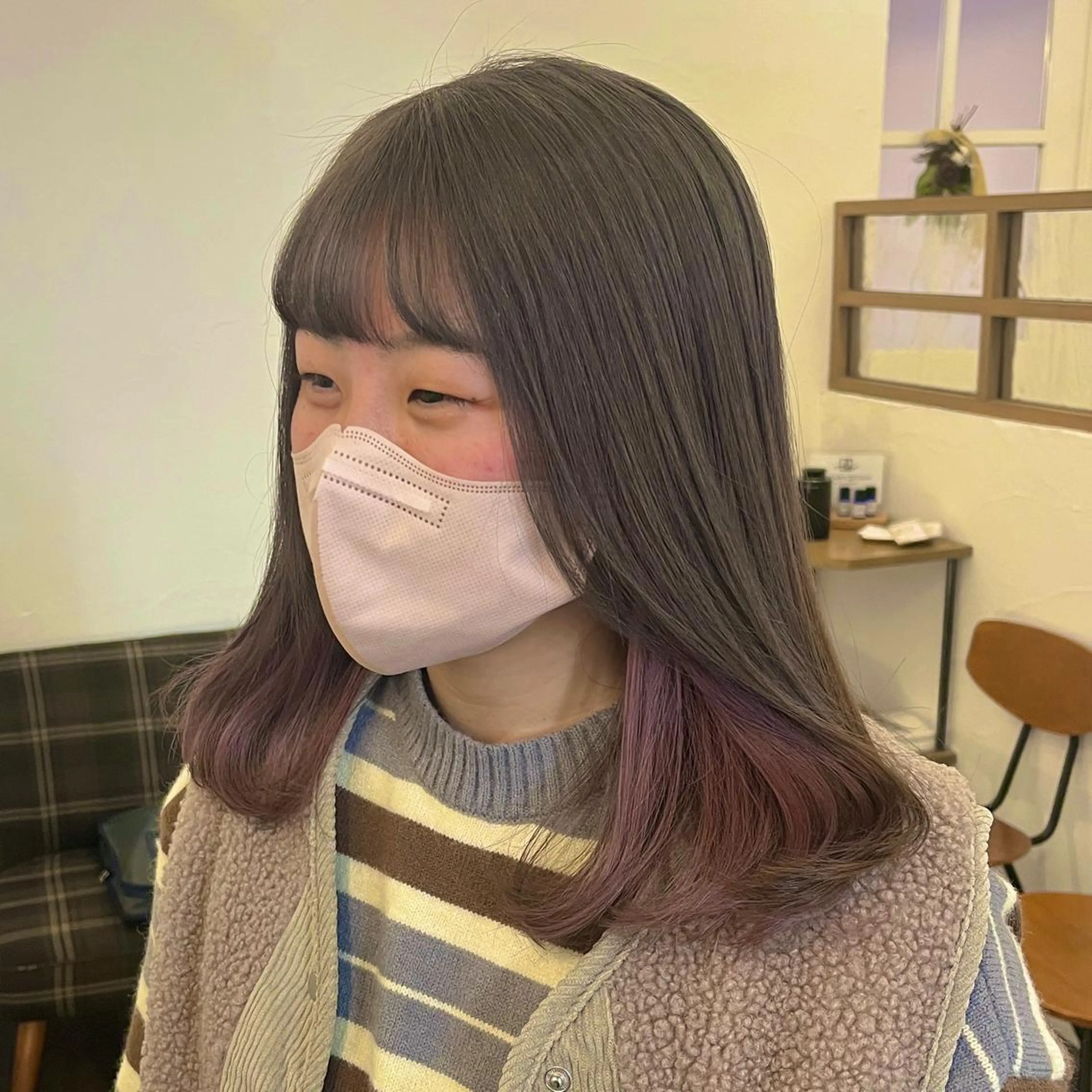 ミディアム カラー グレージュ ラベンダーカラー ラベンダーピンク ピンクカラー 伊藤ゆかり/髪質改善 /透明感カラーのヘアスタイル