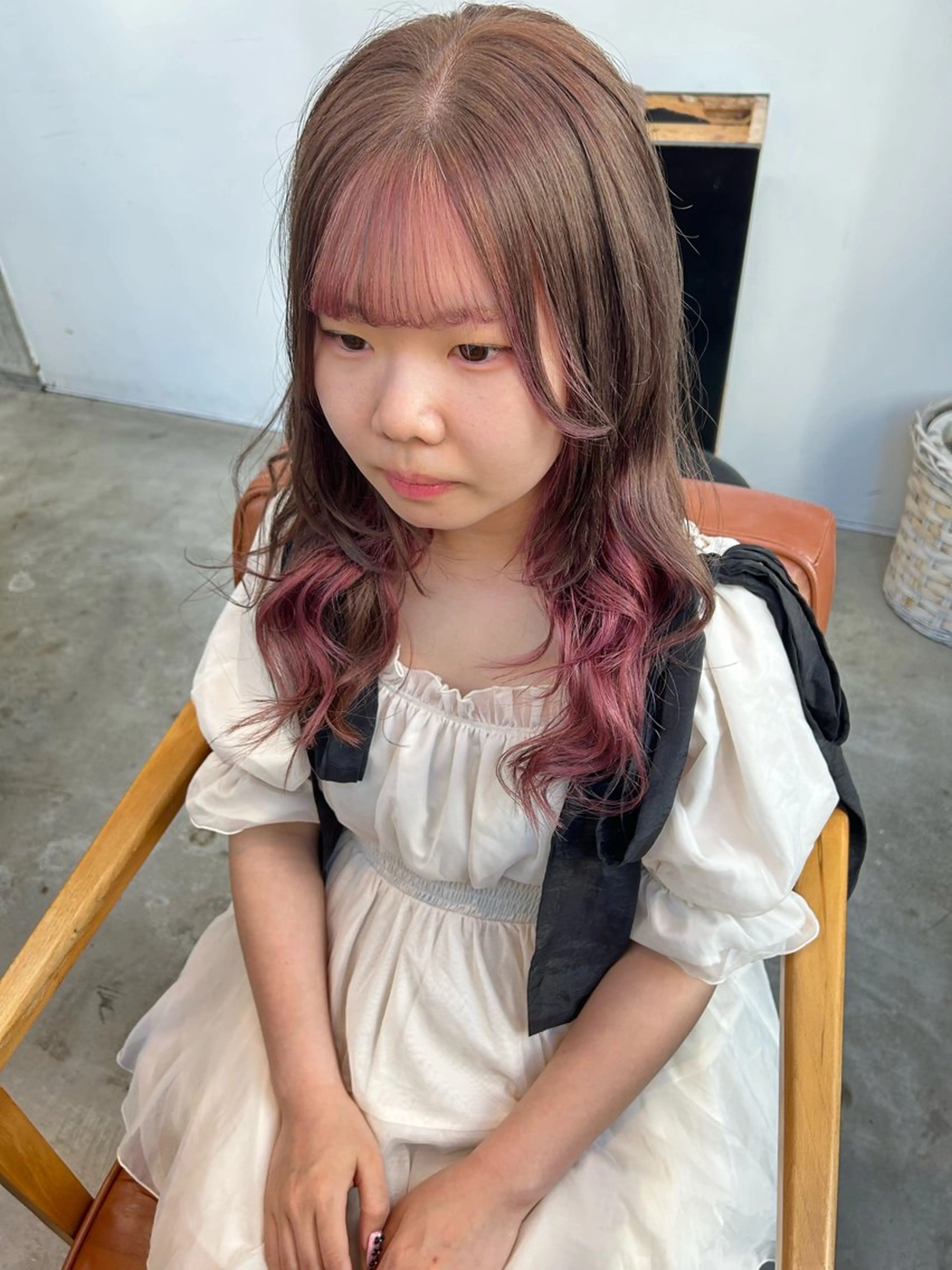 ロング カラー グレージュ ピンクカラー ヘアカラー トリートメント 🎀たな 🧸のヘアスタイル