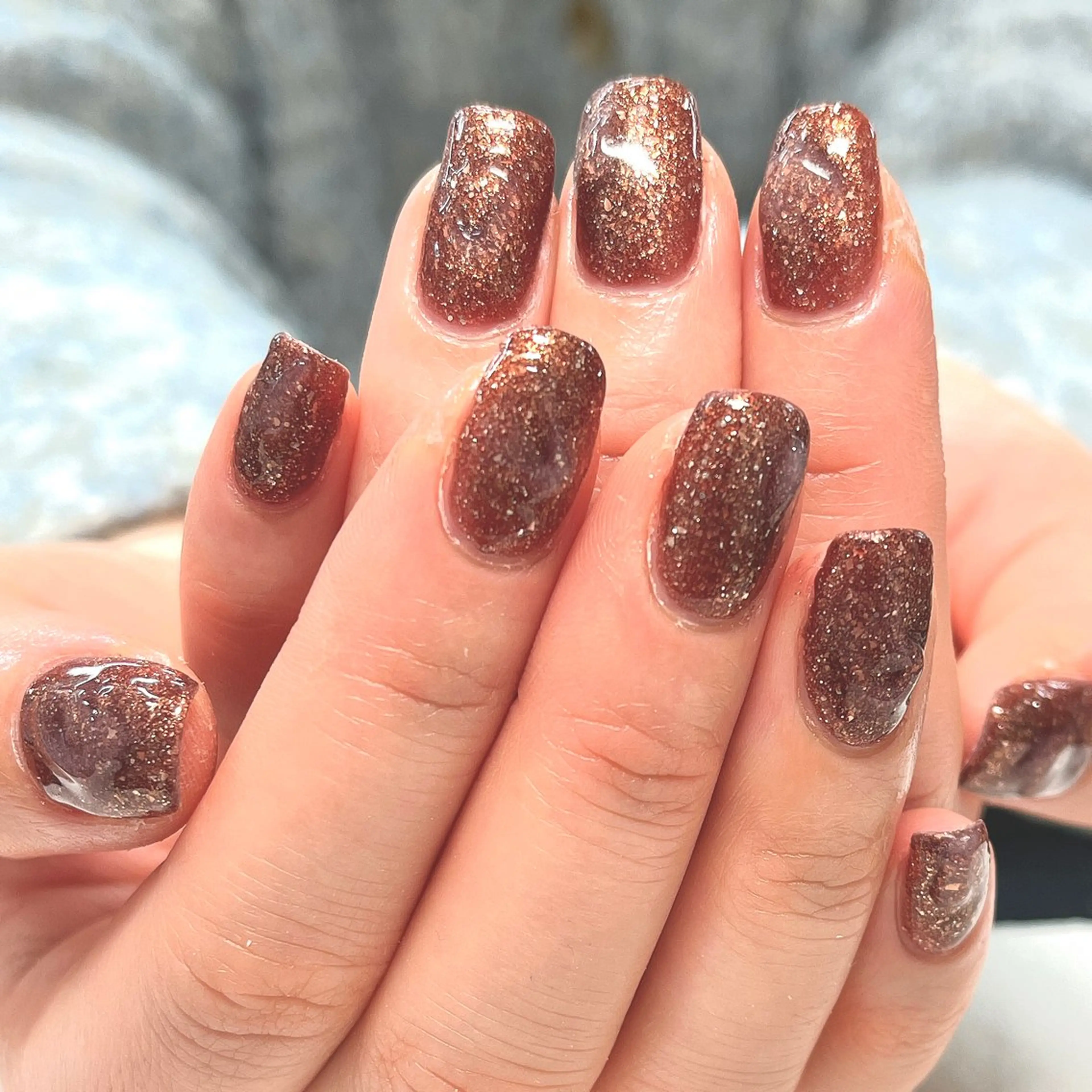 ネイル アートネイル ブラウン クリアネイル フットネイル フレンチネイル Bianca市ヶ谷店 Aiuraのネイルデザイン