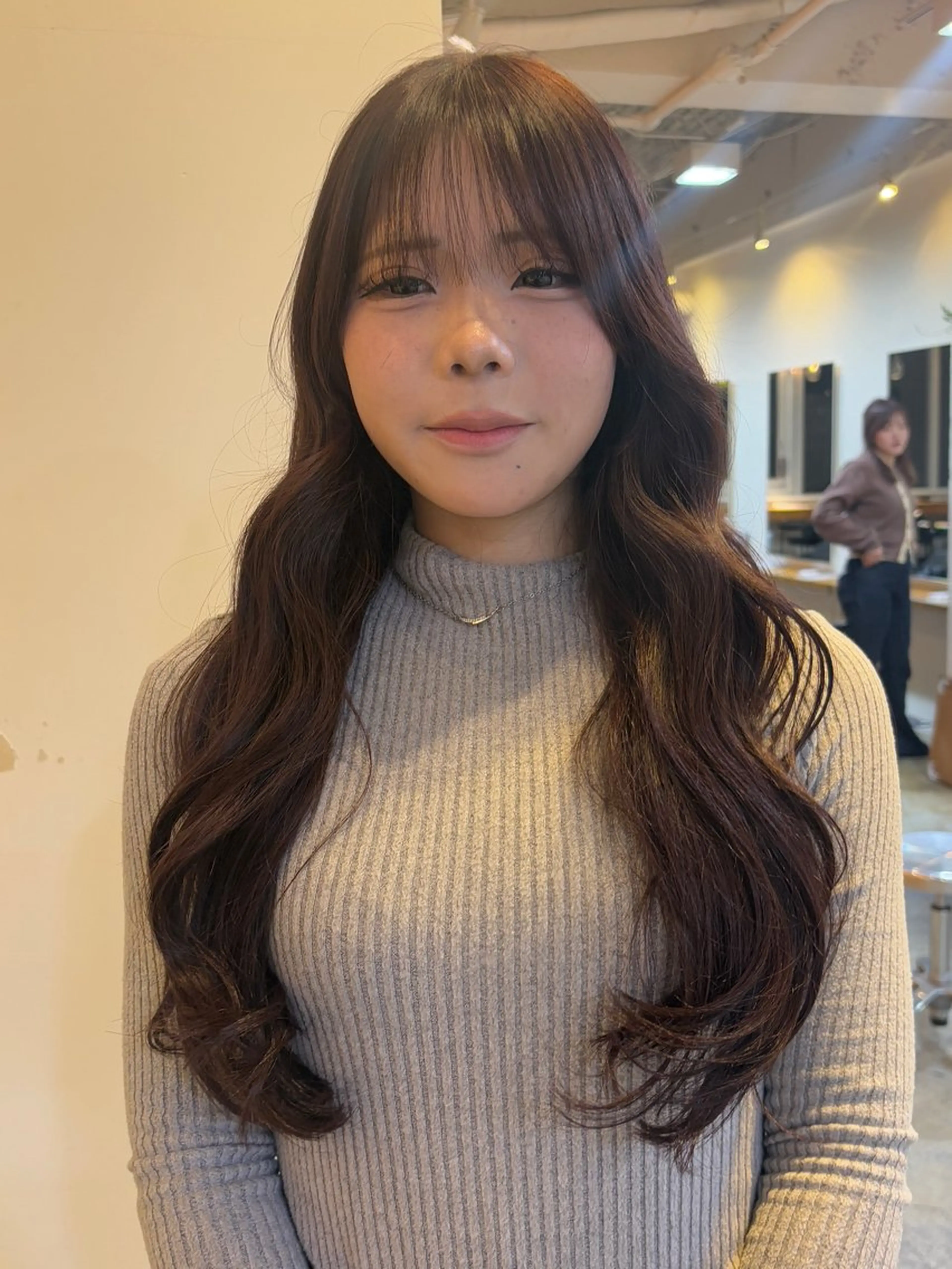 カラー ブラウンカラー ピンクカラー カット ヘアカラー トリートメント RIN／韓国ヘア レイヤーカットのヘアスタイル