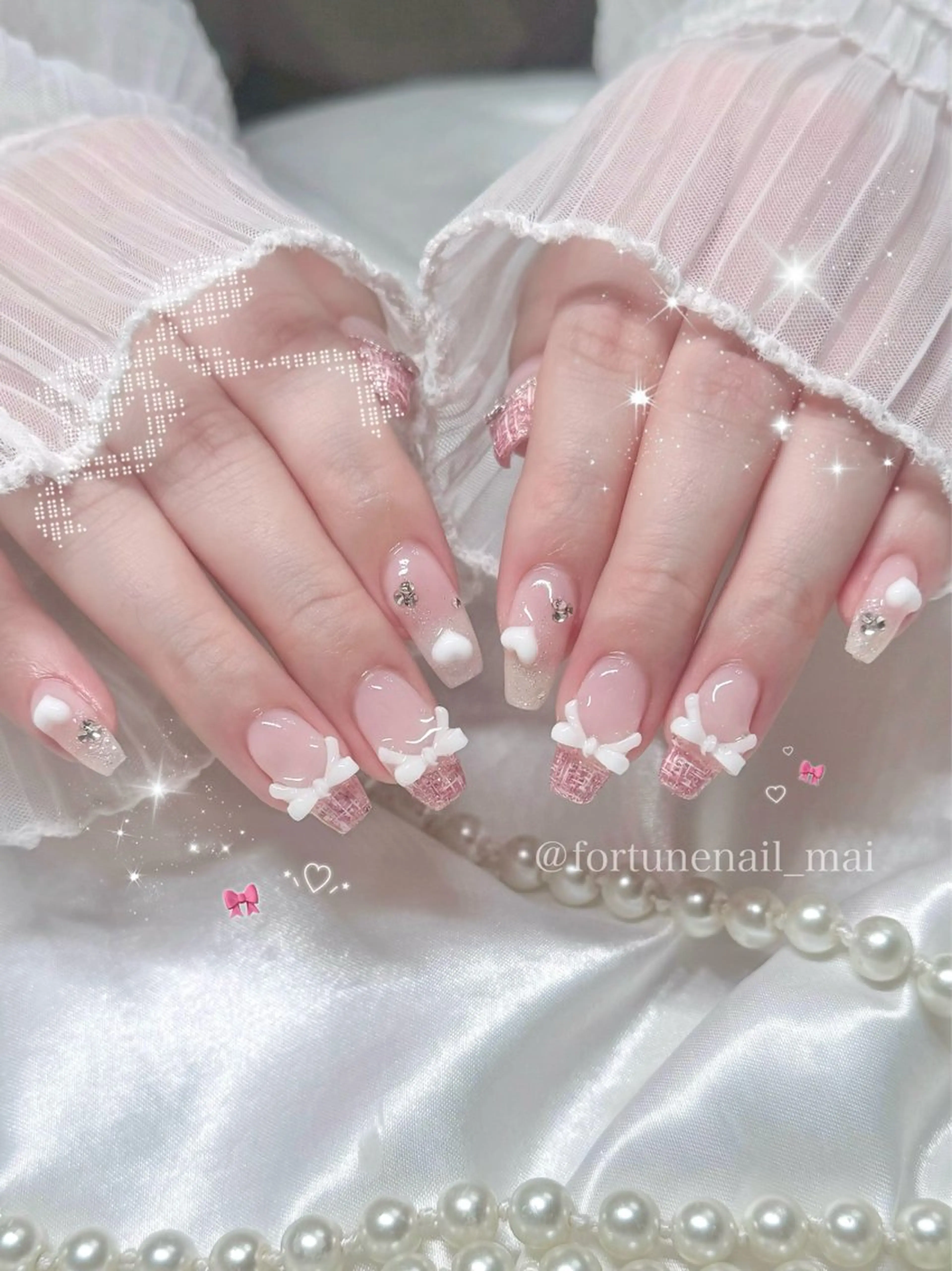 ネイル キラキラネイル ツイードネイル ハンドネイル 🎀Mai 🎀2/27空✩.*のネイルデザイン