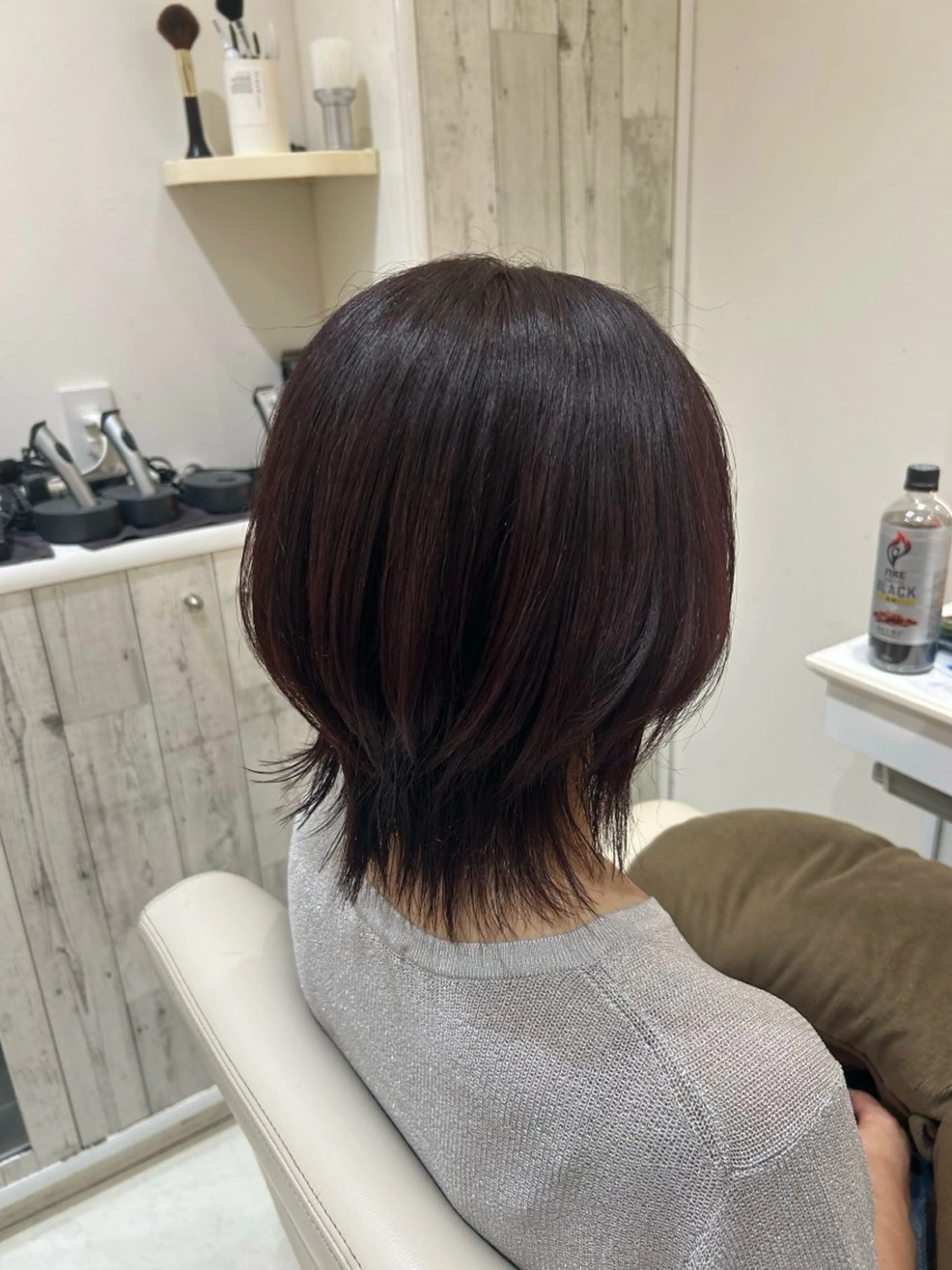 ミディアム カラー ブラウンカラー ピンクカラー ピンクブラウン レイヤーカット ORANGEPOP 南船橋店所属・富 菜那里のヘアスタイル