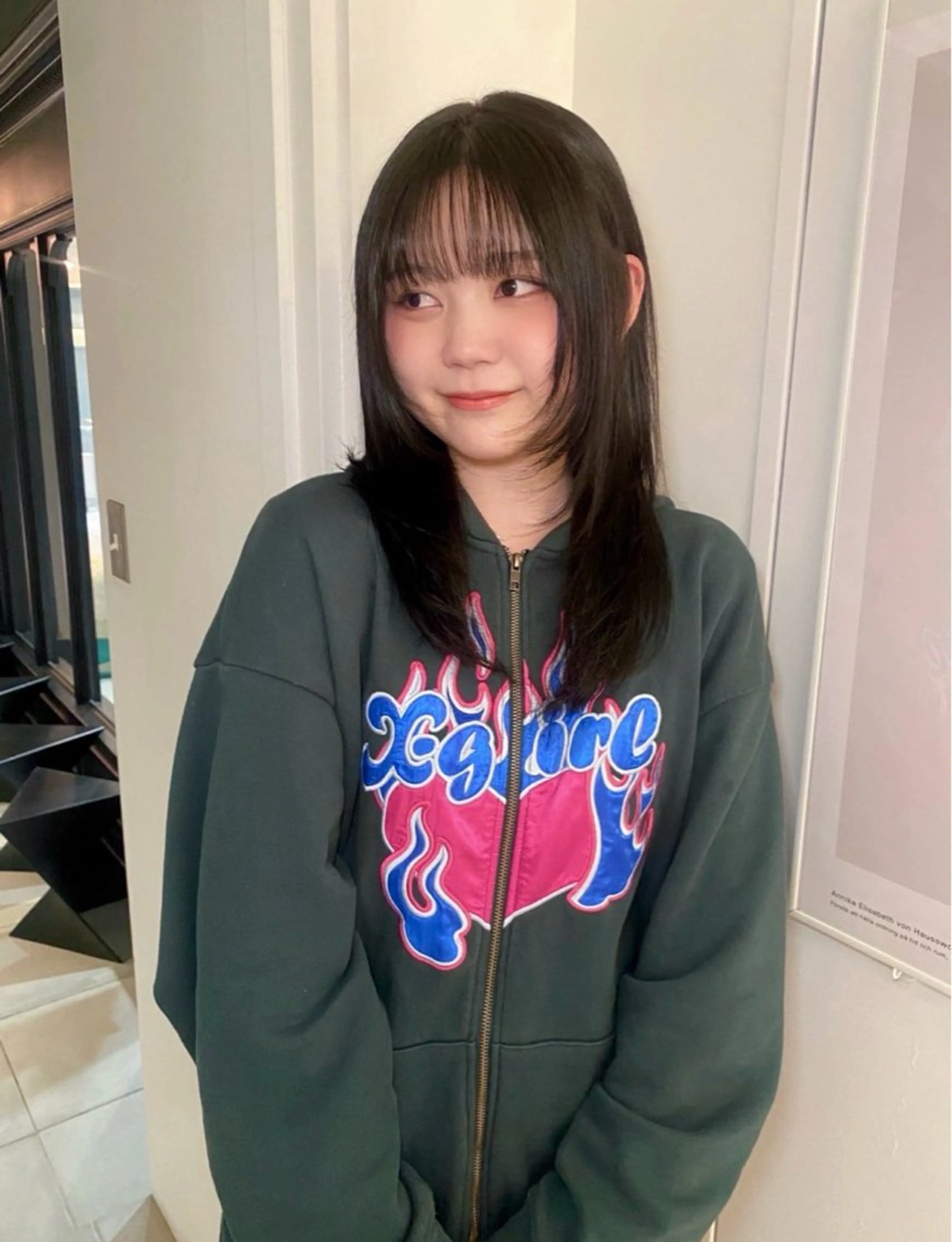 ロング 学生 縮毛矯正 ヘアカラー 落合 智登世/ カラーモデル募集中のヘアスタイル