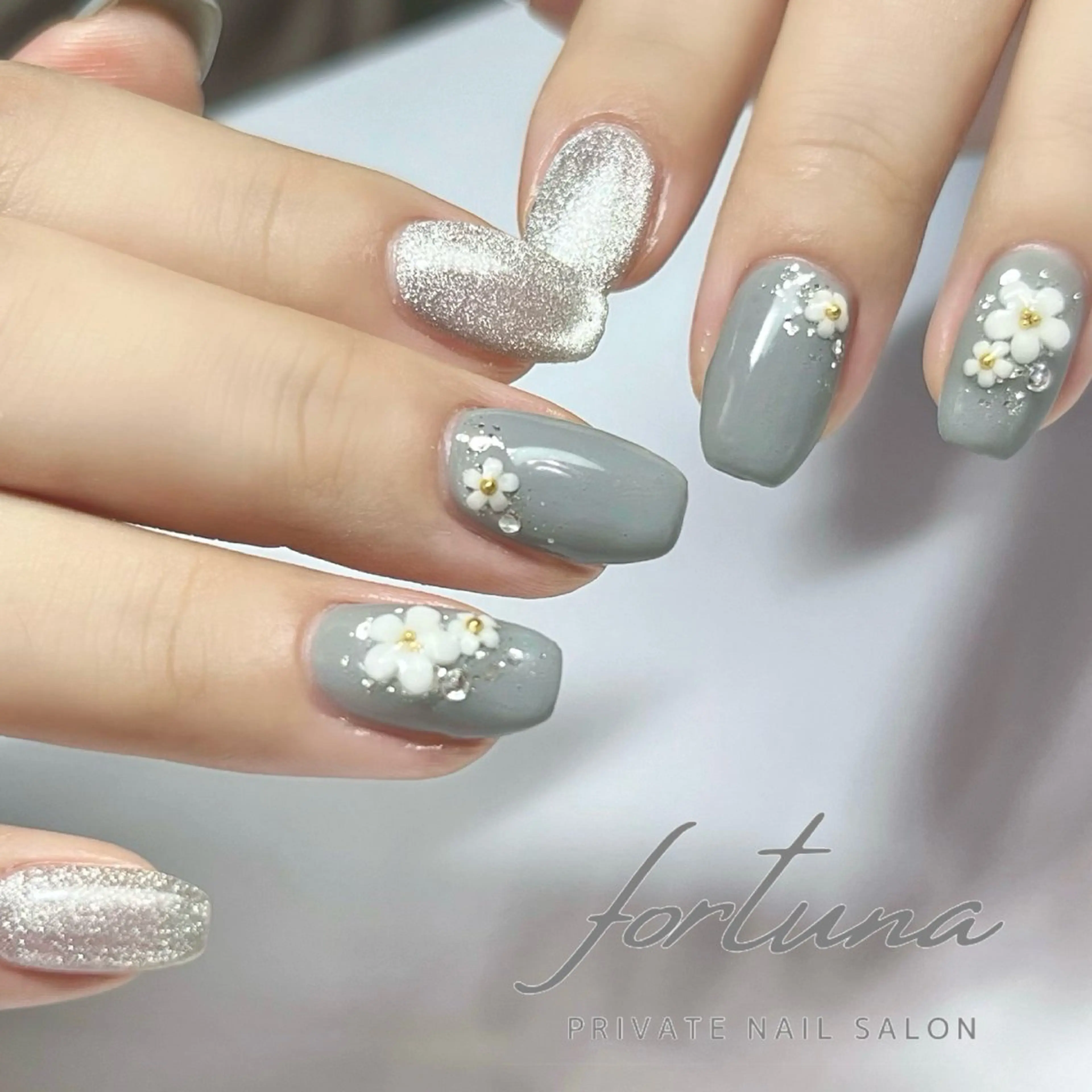 ネイル フラワーネイル ジェルネイル マグネットネイル パラジェル ハンドネイル fortuna 武藤裕美のネイルデザイン