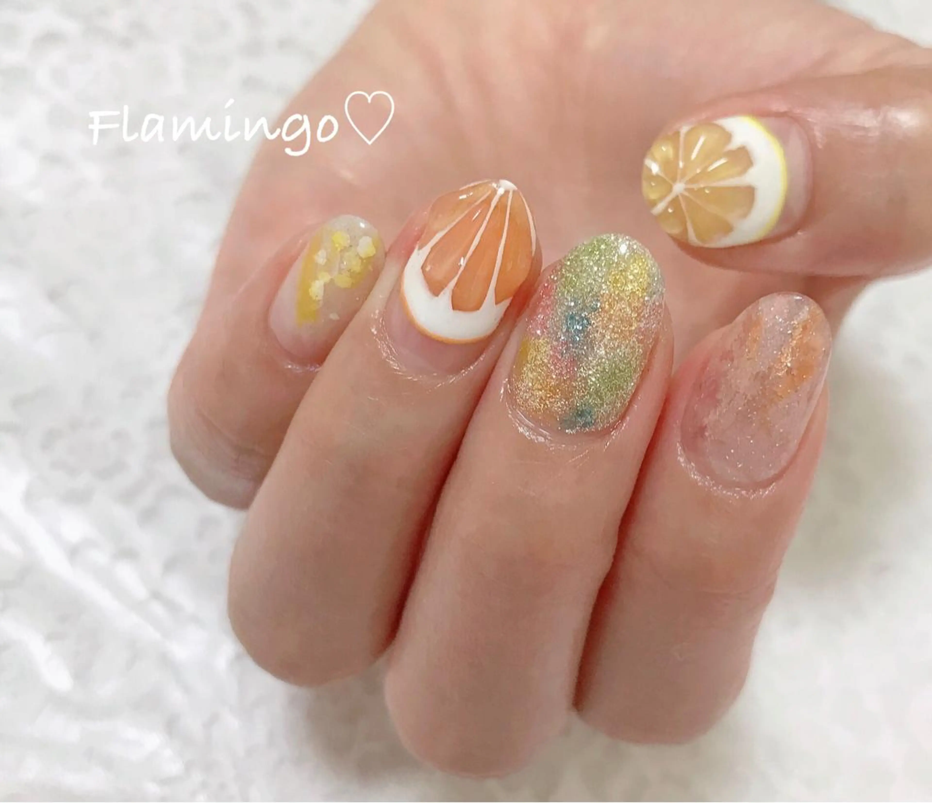 ネイル アートネイル クリアネイル ニュアンスネイル オレンジ 夏ネイル 浮きにくいフィルイン ｜上品シンプルネイルのネイルデザイン