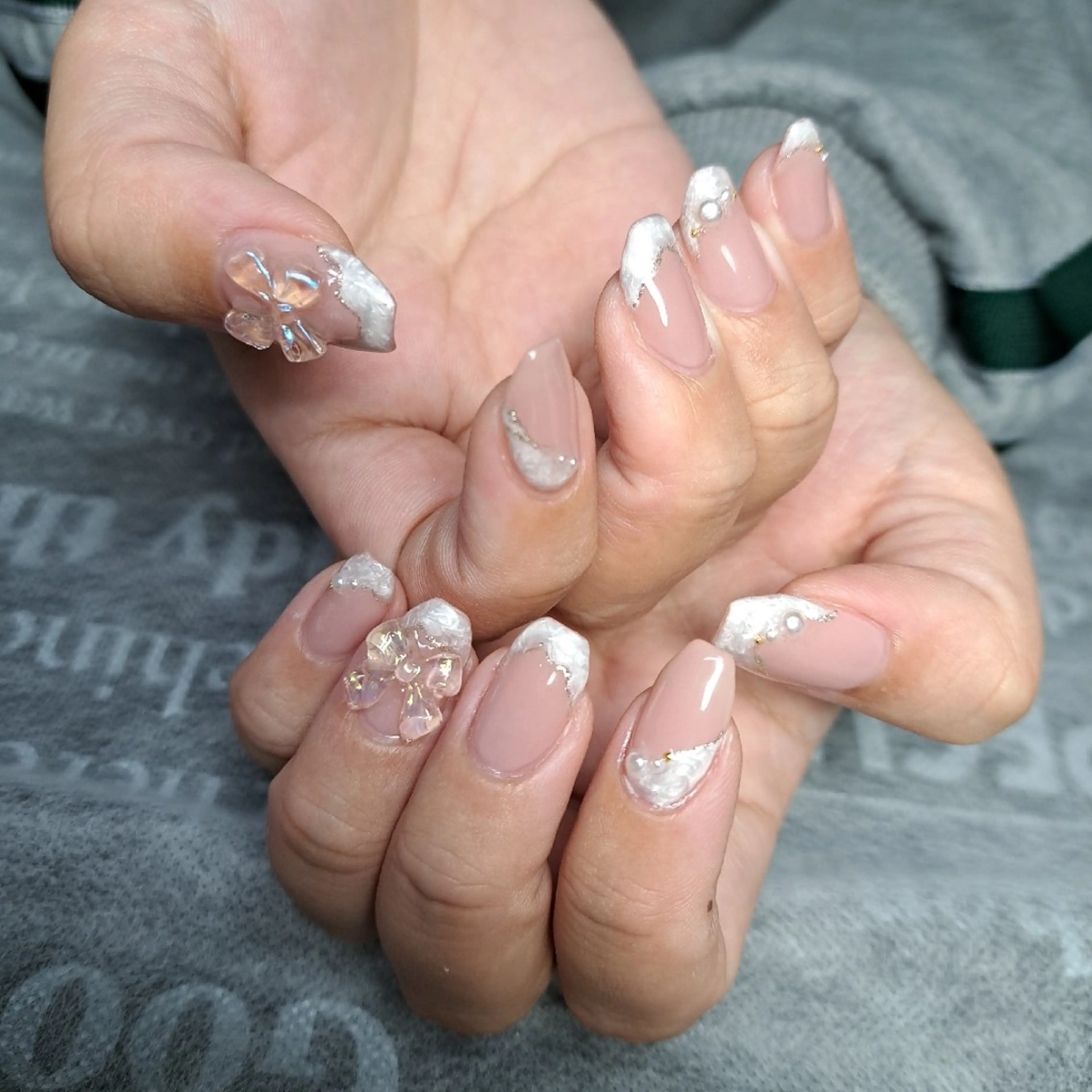 ネイル フレンチネイル ニュアンスネイル リボン HAYASHI  Nのネイルデザイン