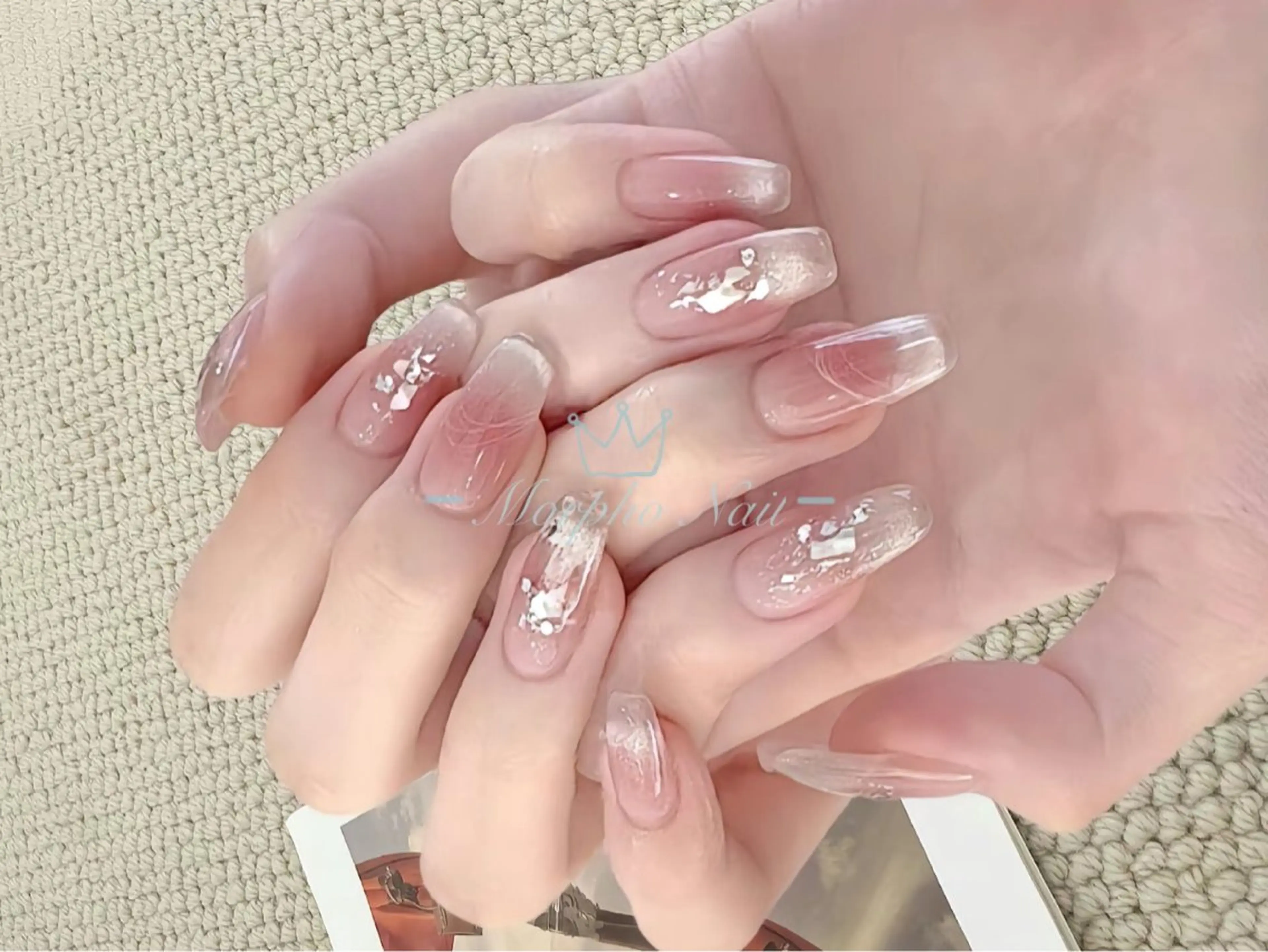ネイル 長さ出し ジェルネイル キラキラネイル 大理石ネイル(マーブル) ニュアンスネイル Morpho nailのネイルデザイン