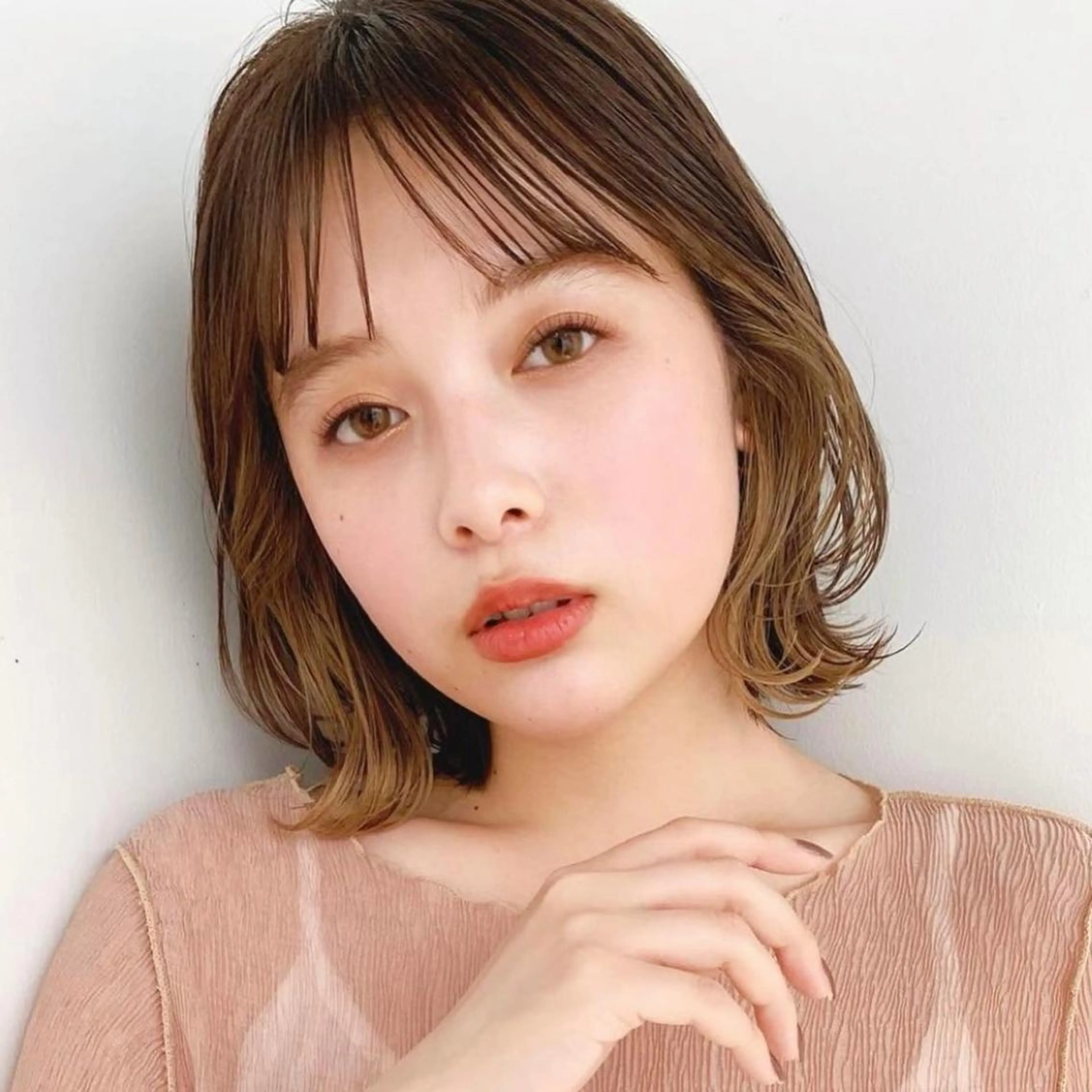 ミディアム カラー カット ヘアカラー トリートメント 🌱小顔ヘア/ボブ ミディアム/双葉🌱のヘアスタイル