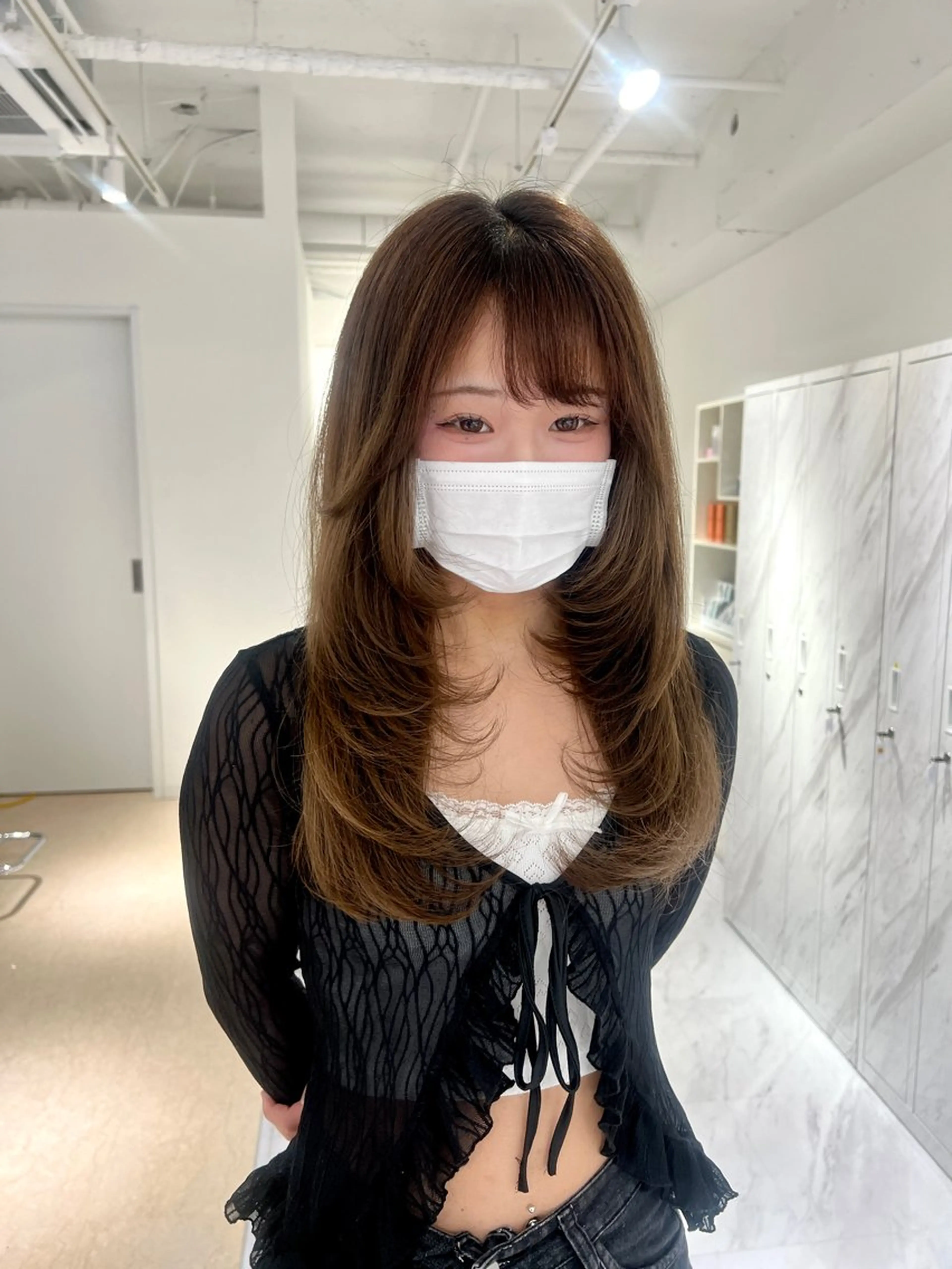 ミディアム カラー ヘアアレンジ レイヤーカット カット ヘアカラー トリートメント ヘッドスパ ヘアセット 顔まわりカット の達人のヘアスタイル