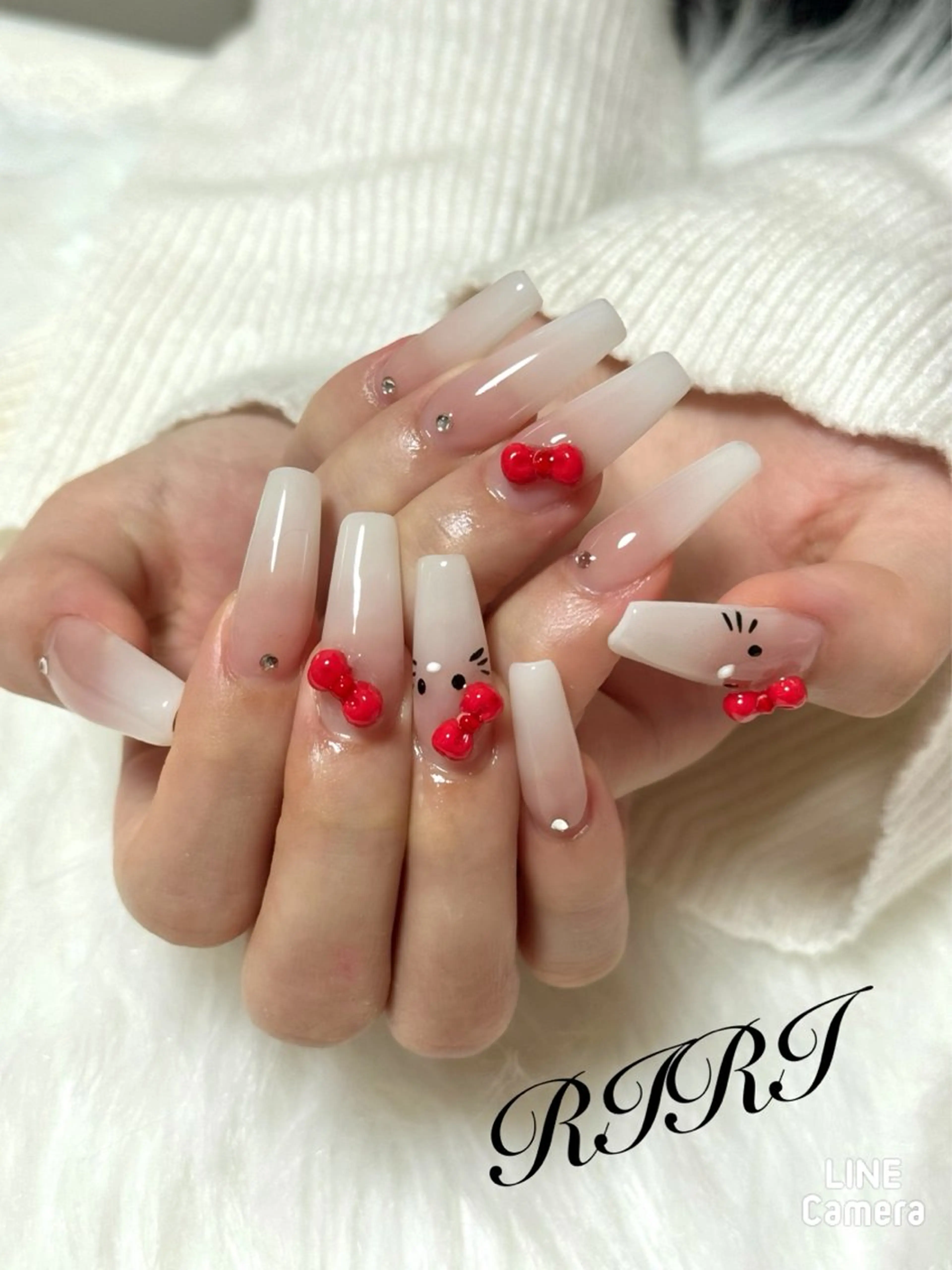 ネイル ジェルネイル ハロウィン 韓国ネイル ロングネイル リボン riri オーナーのネイルデザイン